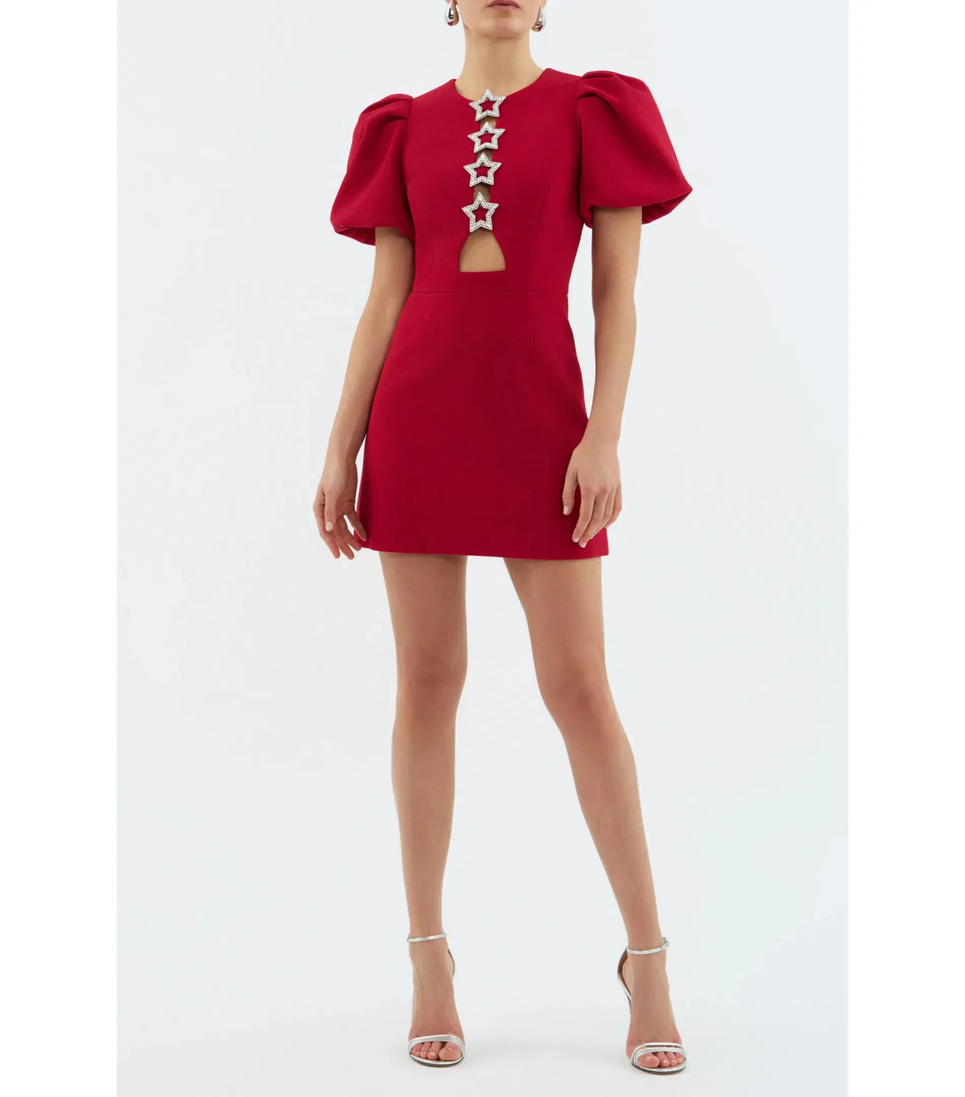 Rebecca Vallance Akari Puff Sleeve Mini Dress Red Size AU 12 - Image 1