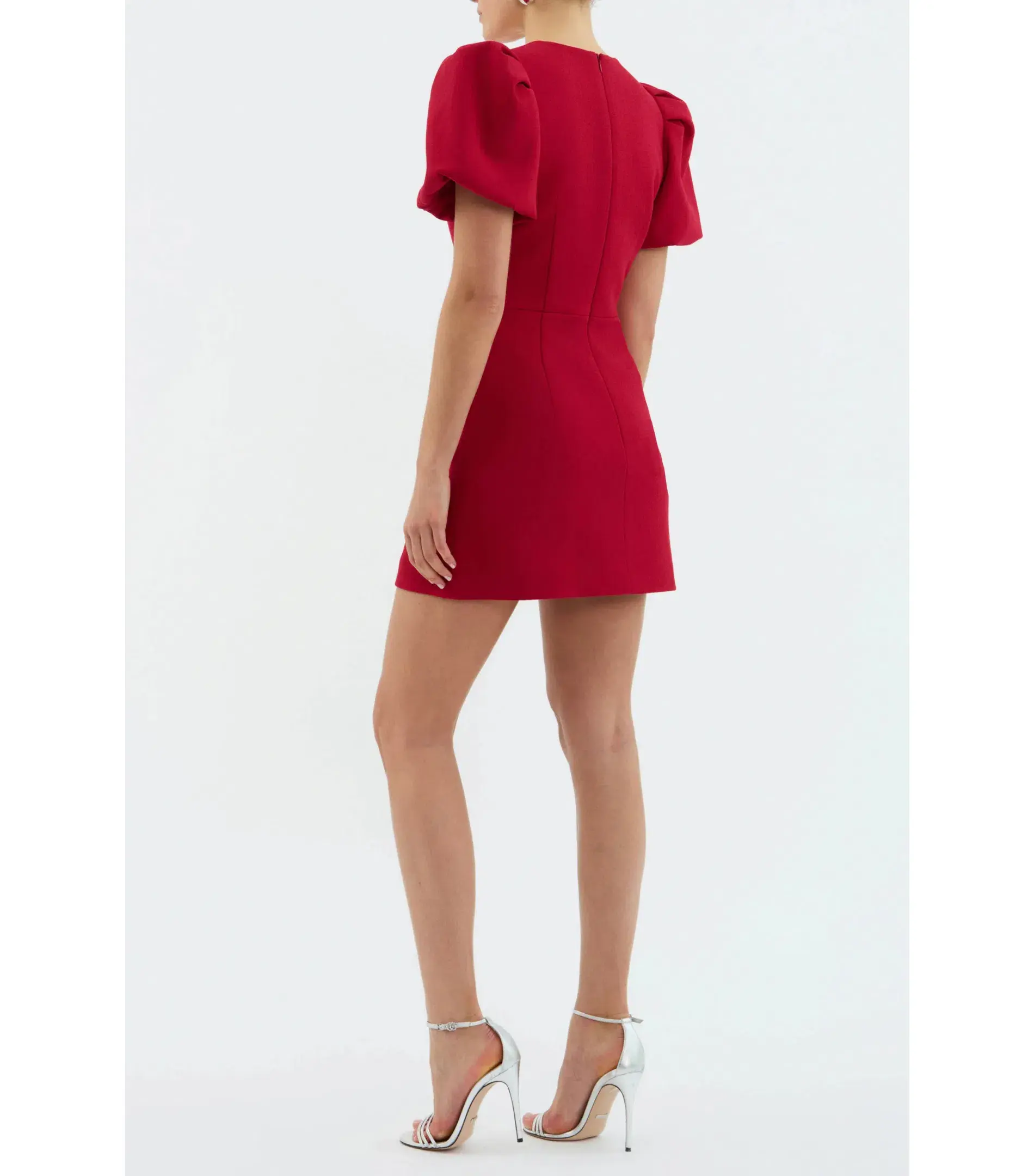 Rebecca Vallance Akari Puff Sleeve Mini Dress Red Size AU 12 - Image 3