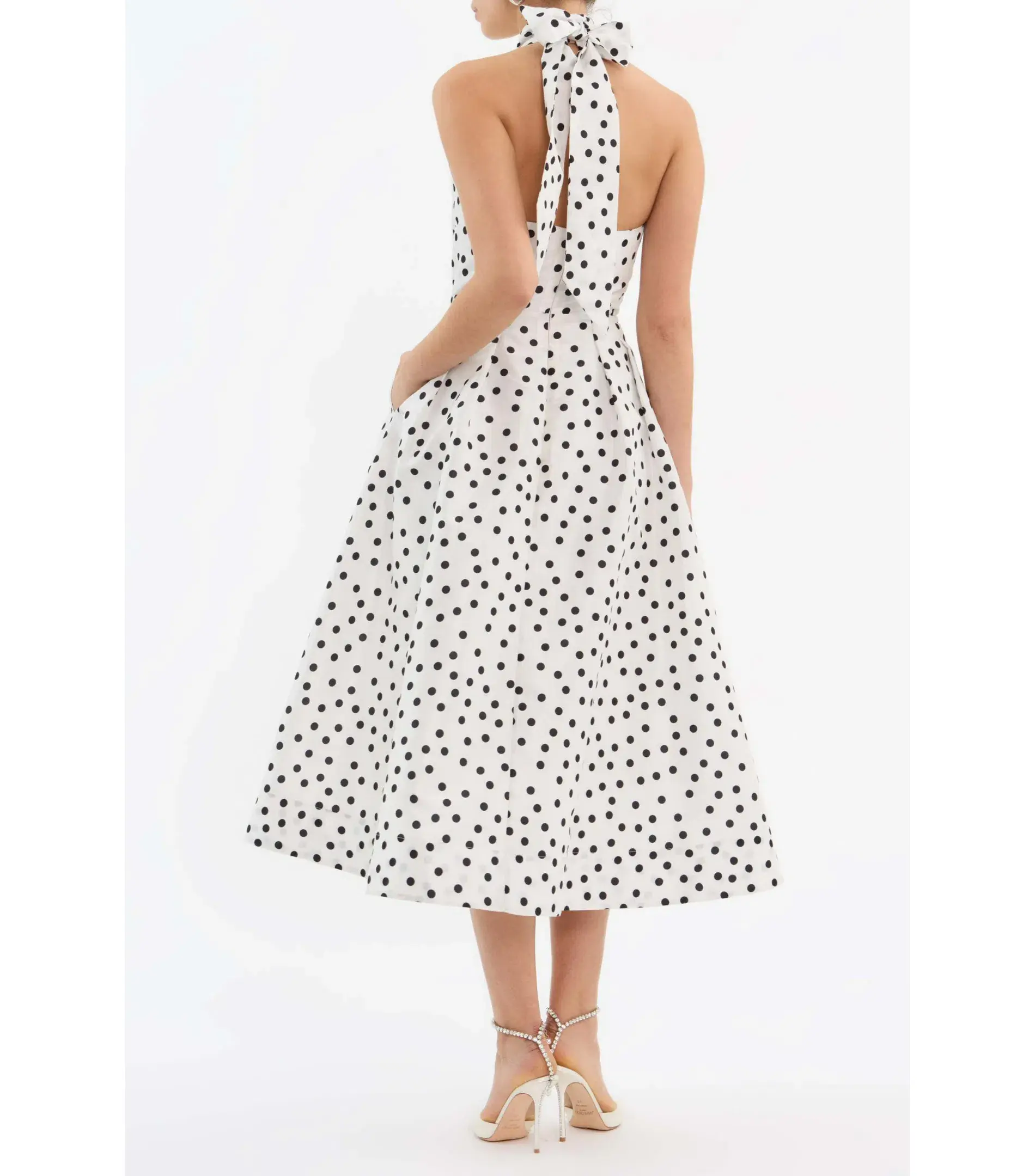 Rebecca Vallance Delia Halter Midi Dress Polka Dot Size AU 14 - Image 3