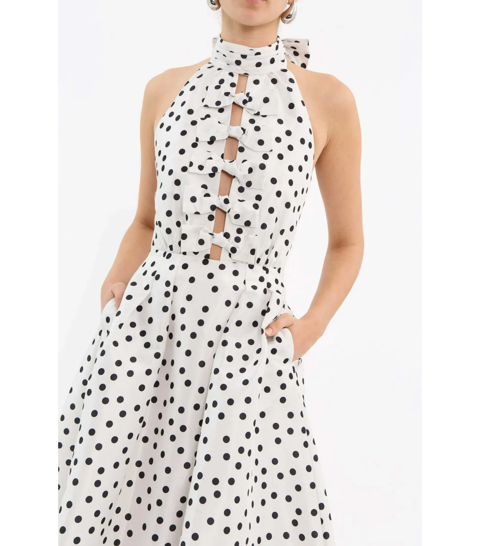 Rebecca Vallance Delia Halter Midi Dress Polka Dot Size AU 14 - Image 2