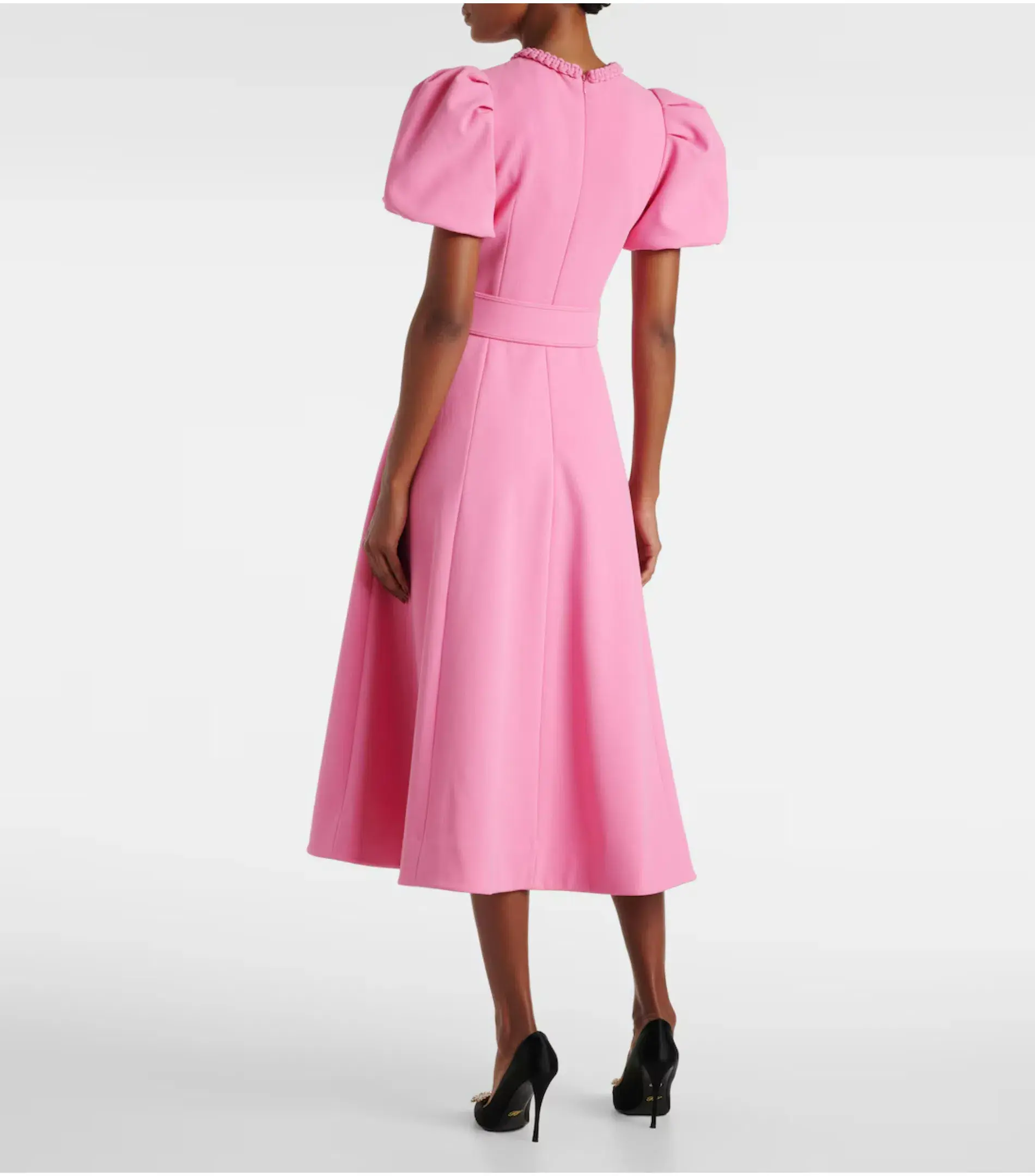 Rebecca Vallance Rosita Puff Sleeve Midi Dress Pink Size AU 8 - Image 2