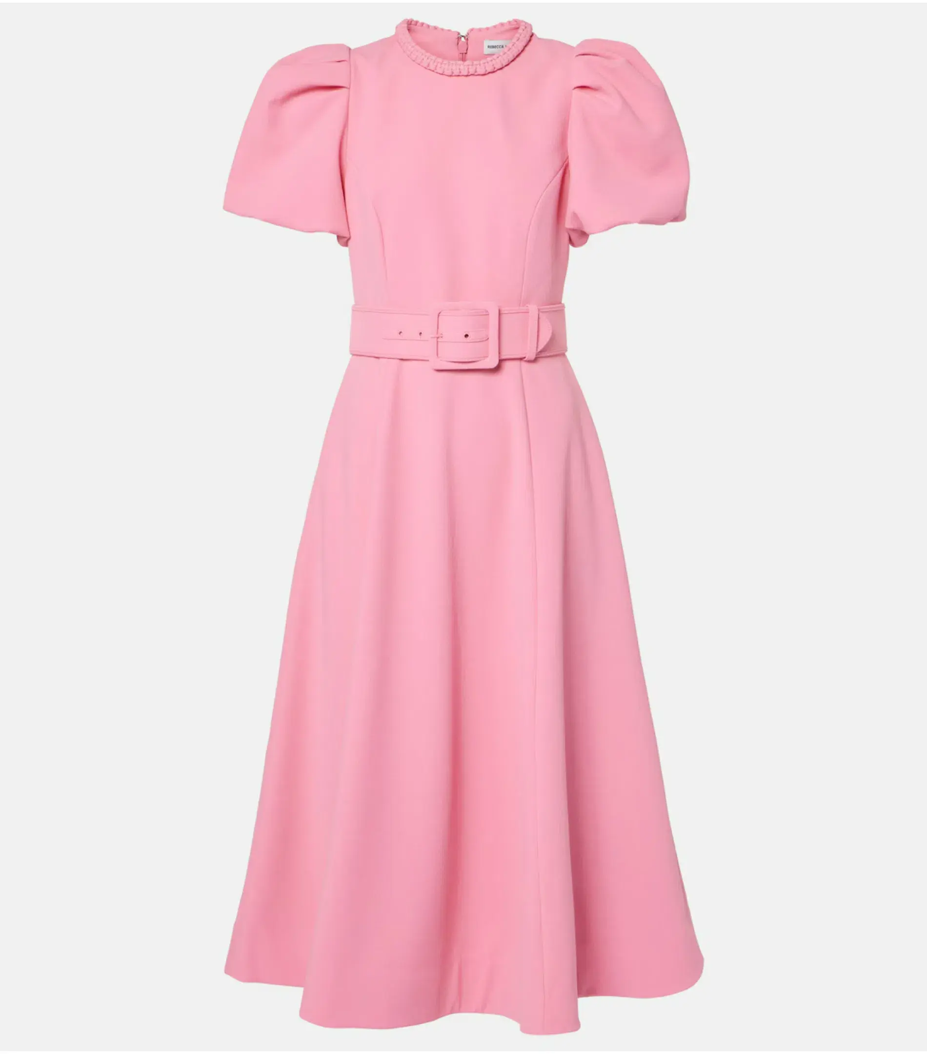 Rebecca Vallance Rosita Puff Sleeve Midi Dress Pink Size AU 8 - Image 4