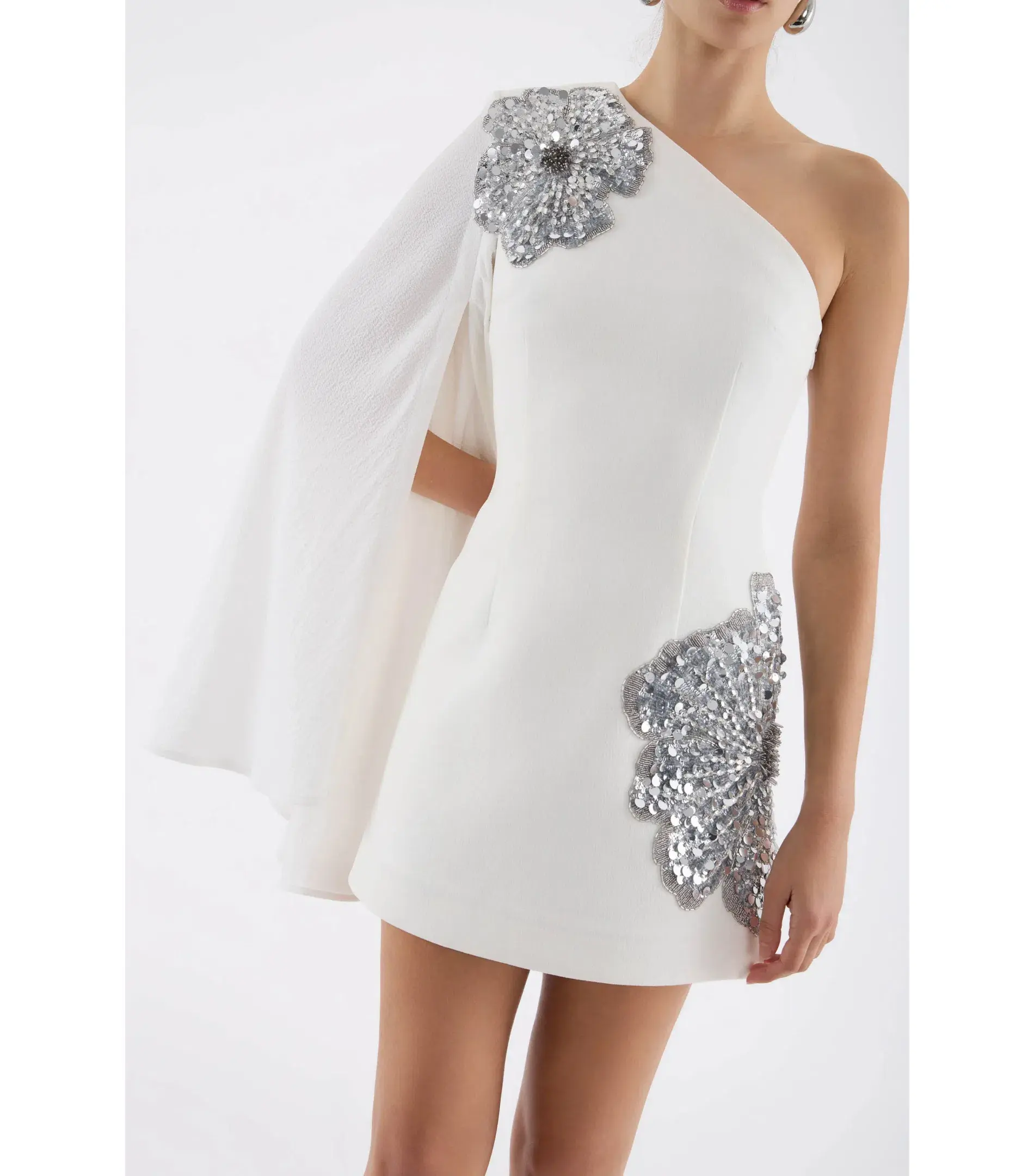 Rebecca Vallance Layana Mini Dress in Ivory Size AU 12  - Image 2