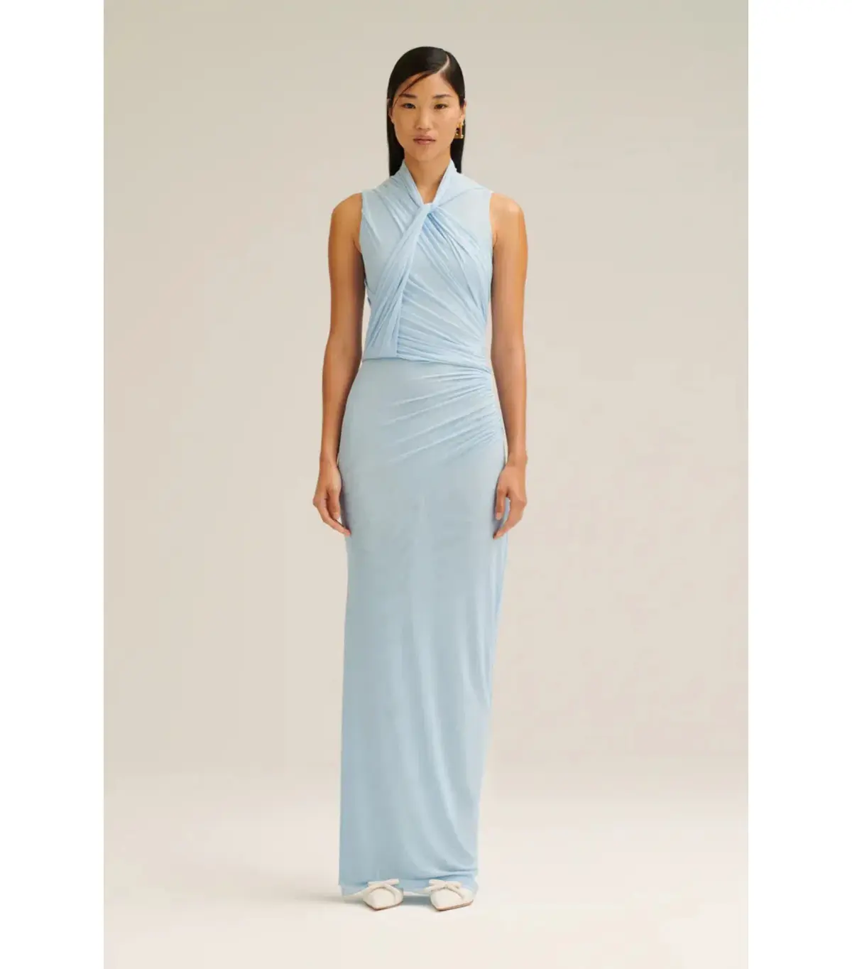 Scanlan Theodore Mesh Drape Top And Skirt Pale Blue Size AU 10 - Image 1
