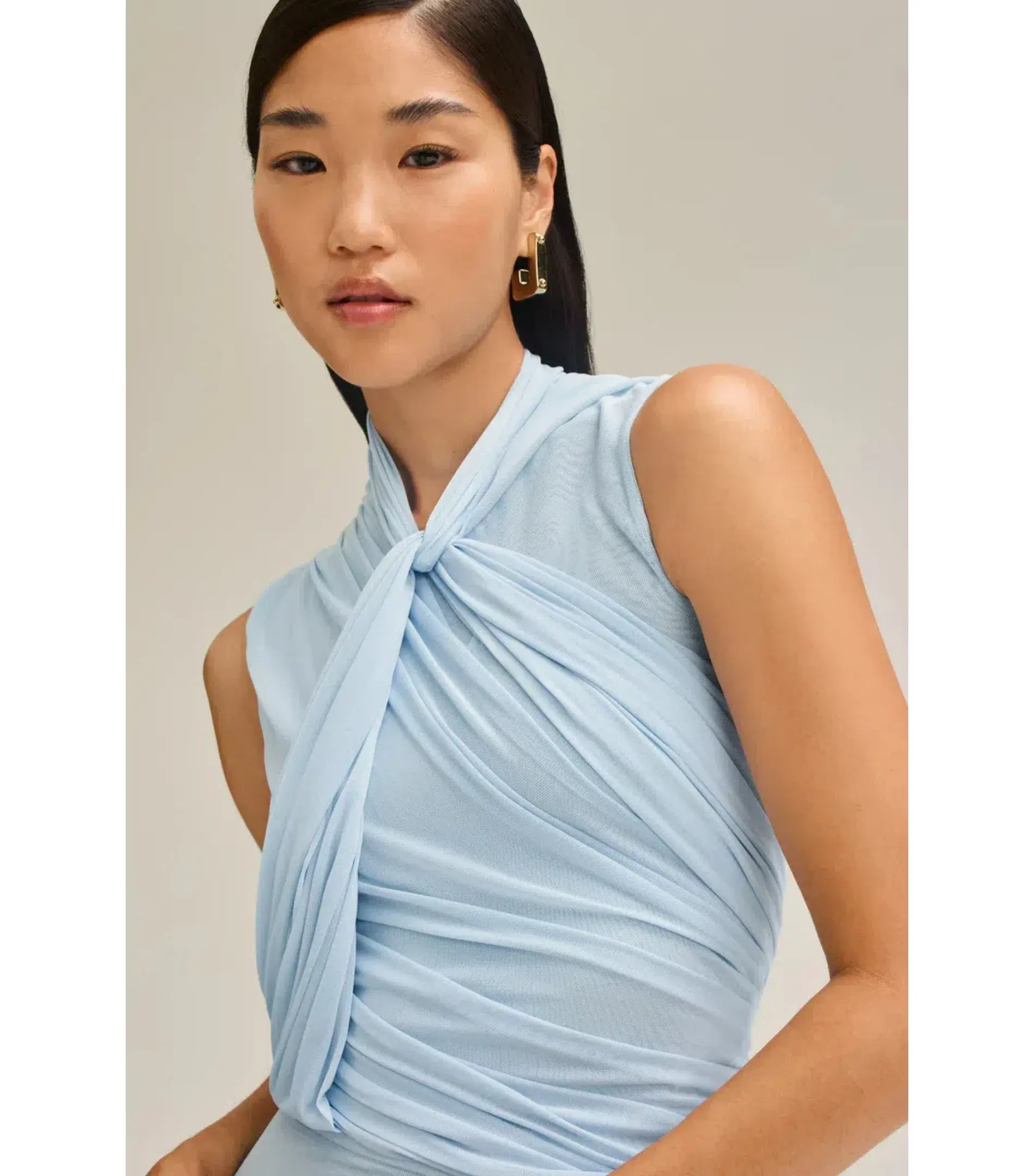 Scanlan Theodore Mesh Drape Top And Skirt Pale Blue Size AU 10 - Image 3