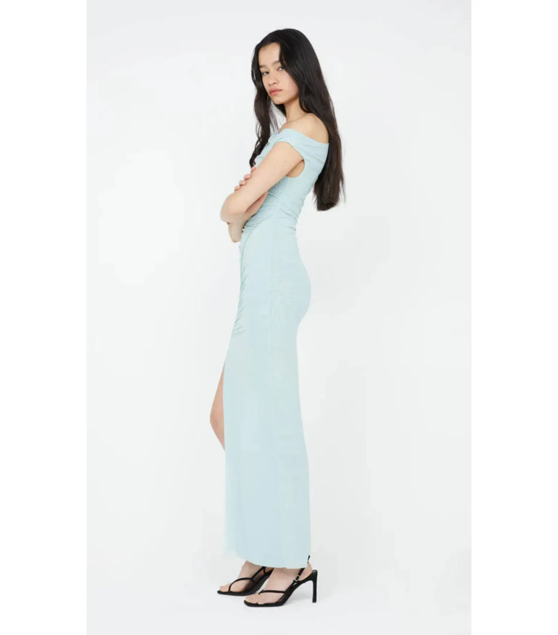 Bec & Bridge Sania Asym Dress in Duck Egg Size AU 6 - Image 3