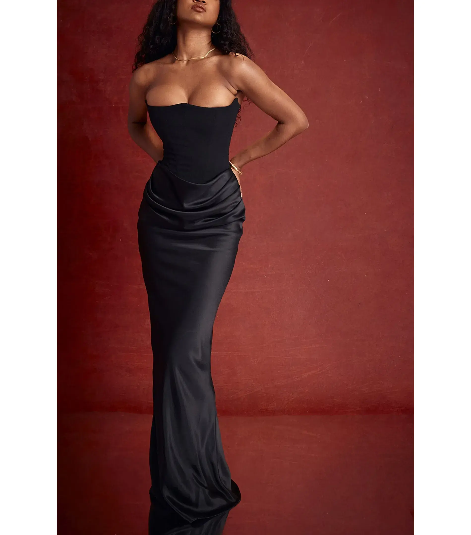 House Of Cb Persephone Strapless Corset Dress Black Size AU 6 - Image 4