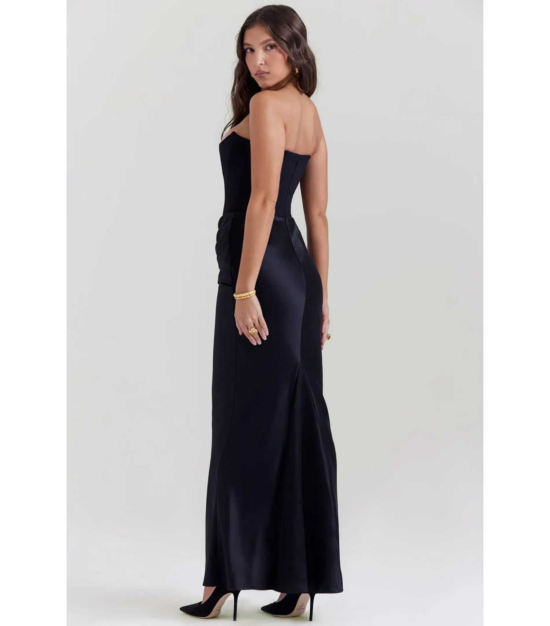House Of Cb Persephone Strapless Corset Dress Black Size AU 6 - Image 3