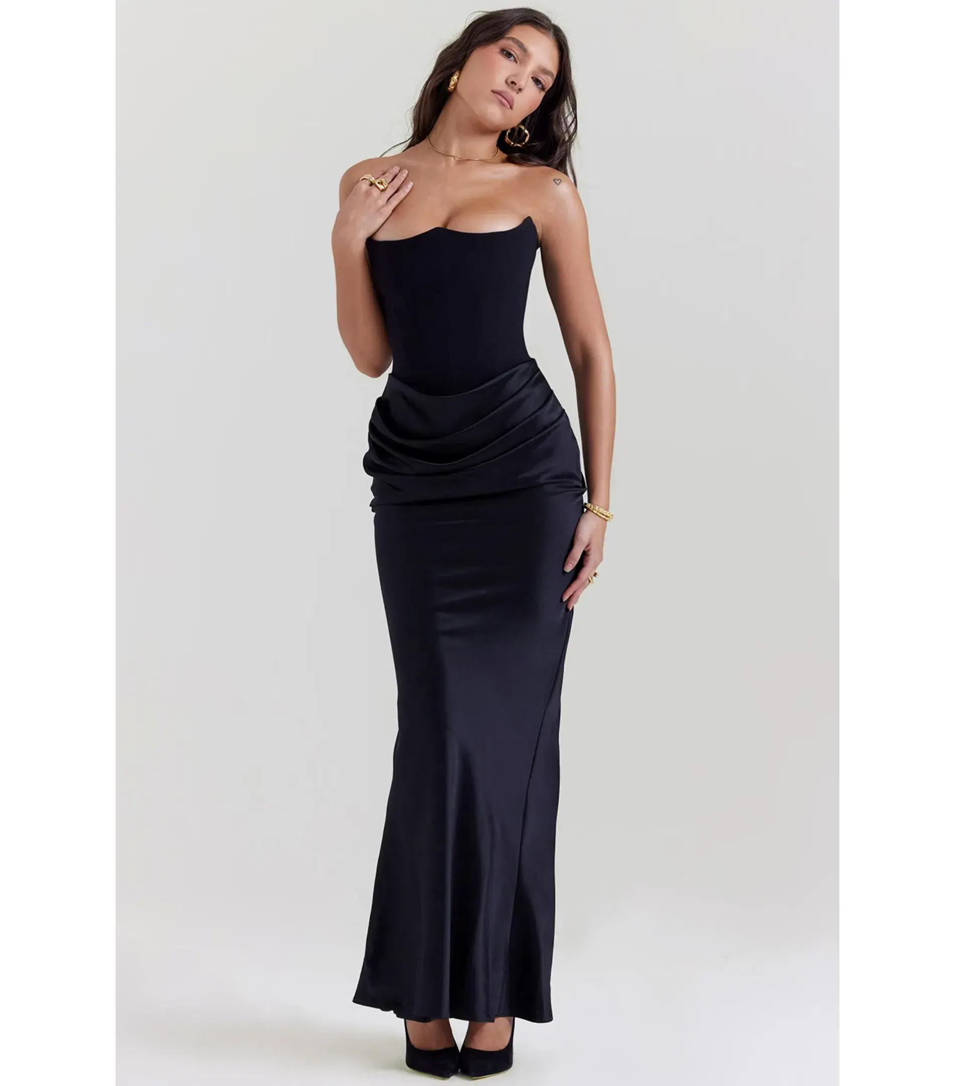 House Of Cb Persephone Strapless Corset Dress Black Size AU 6 - Image 2