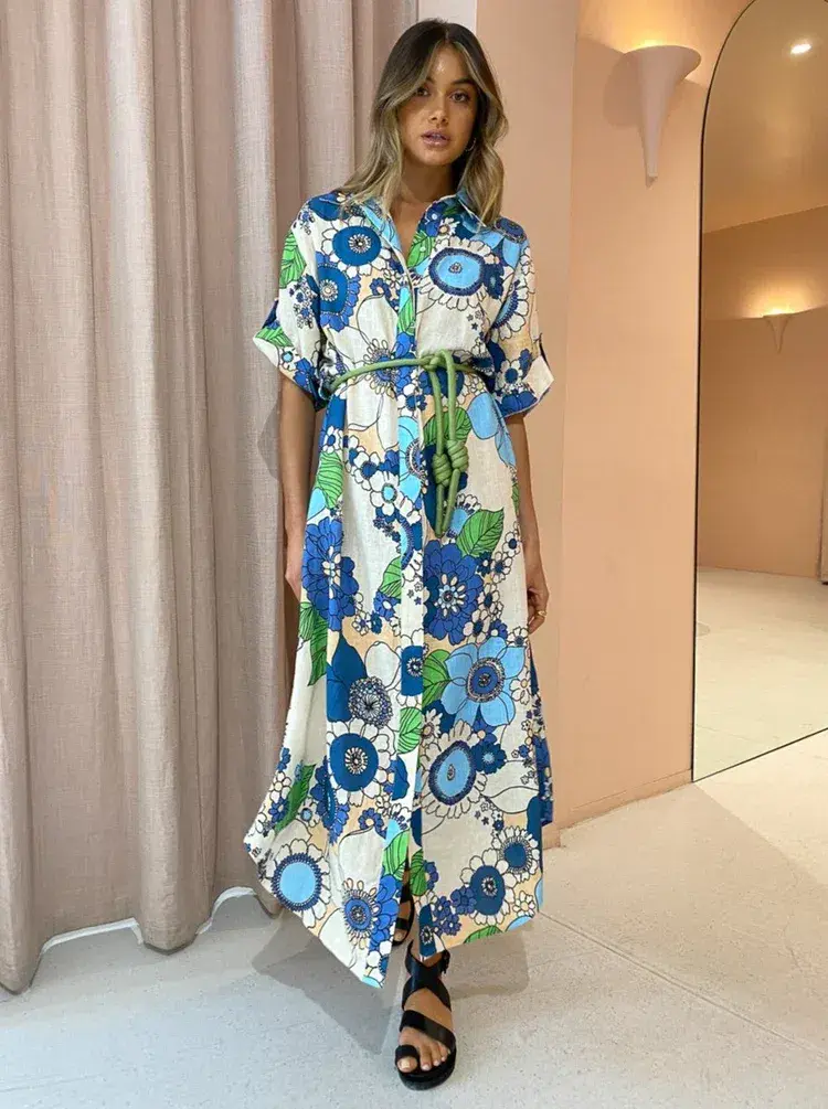 Alemais Farrah Shirtdress in Blue Size AU 10   - Image 4