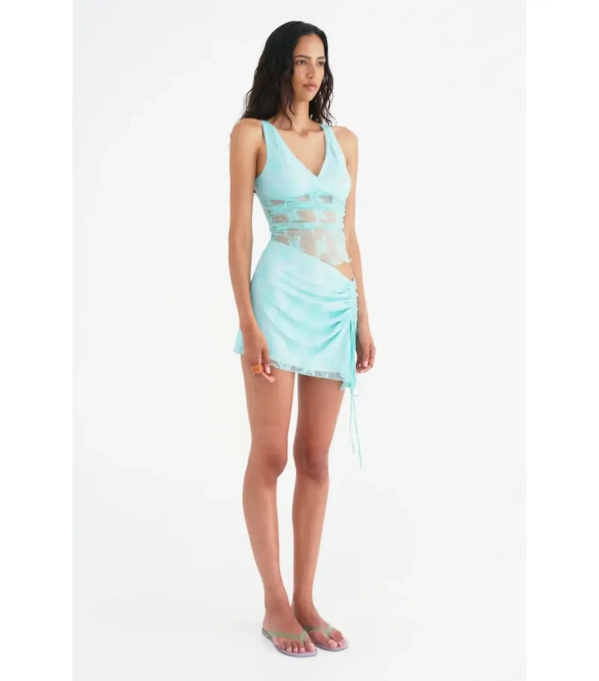 Benni Margot Mini Dress in Aquamarine Size AU 8 - Image 2