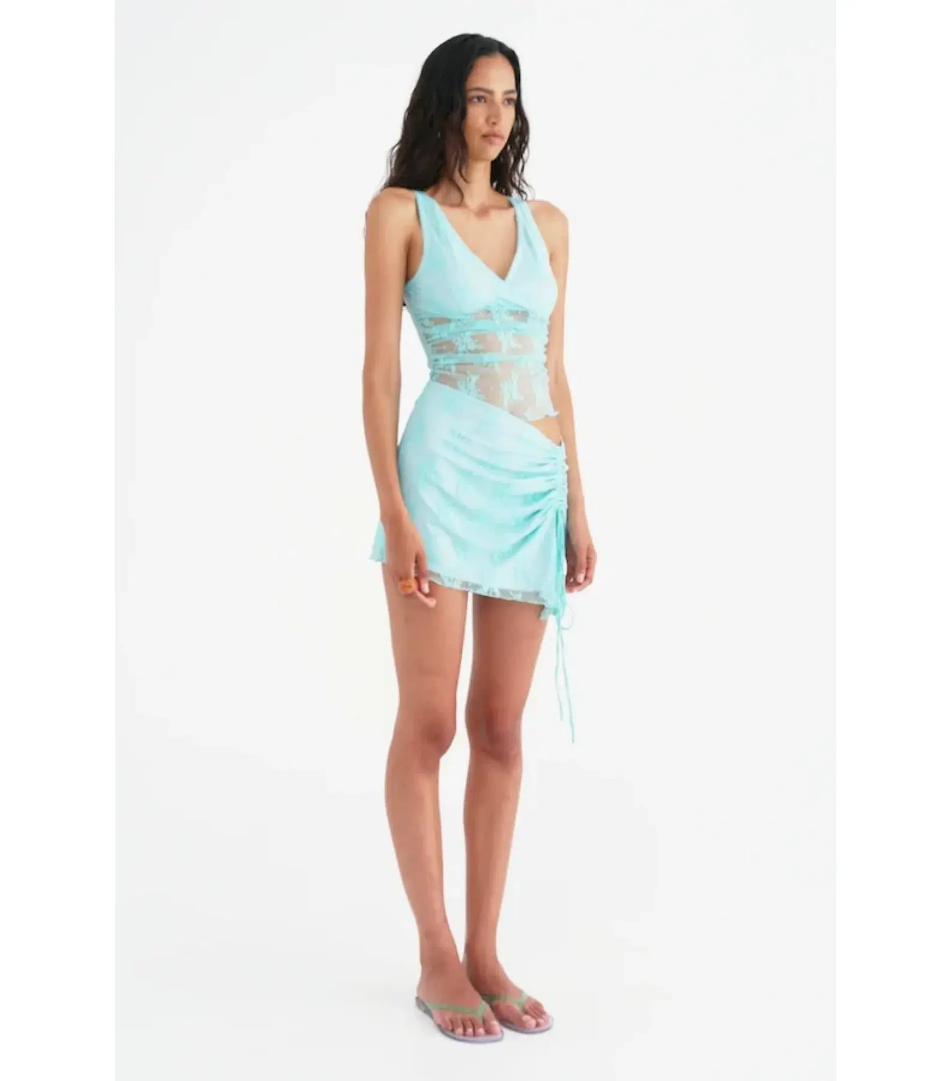 Benni Margot Mini Dress in Aquamarine Size AU 8 - Image 2