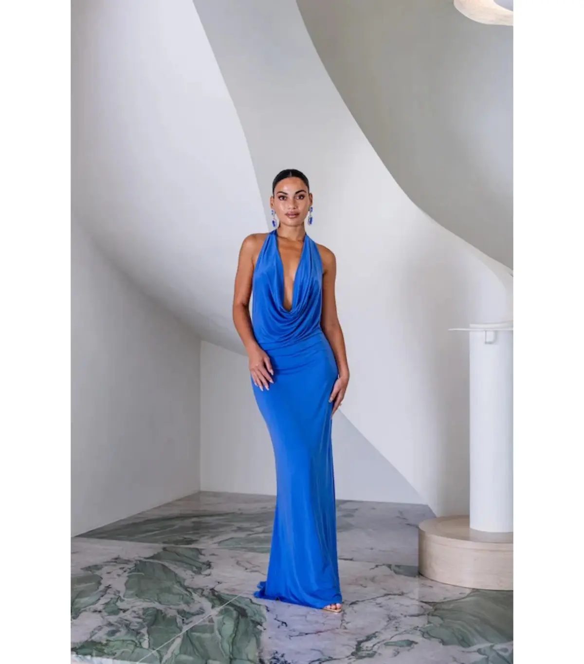 Sneaky Link Saint Plunge Maxi Dress in Sapphire Size AU 8 - Image 1