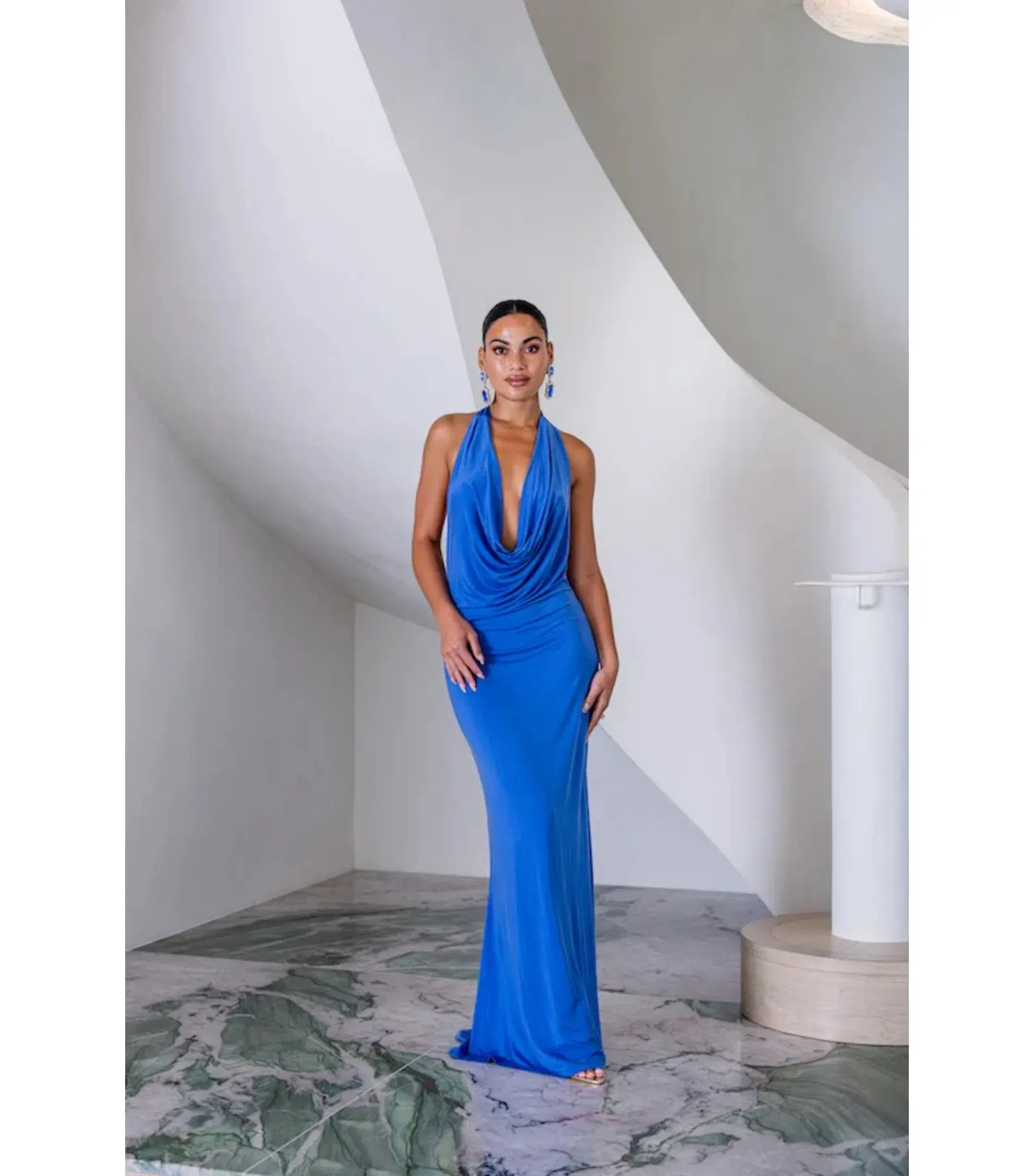 Sneaky Link Saint Plunge Maxi Dress in Sapphire Size AU 8 - Image 1
