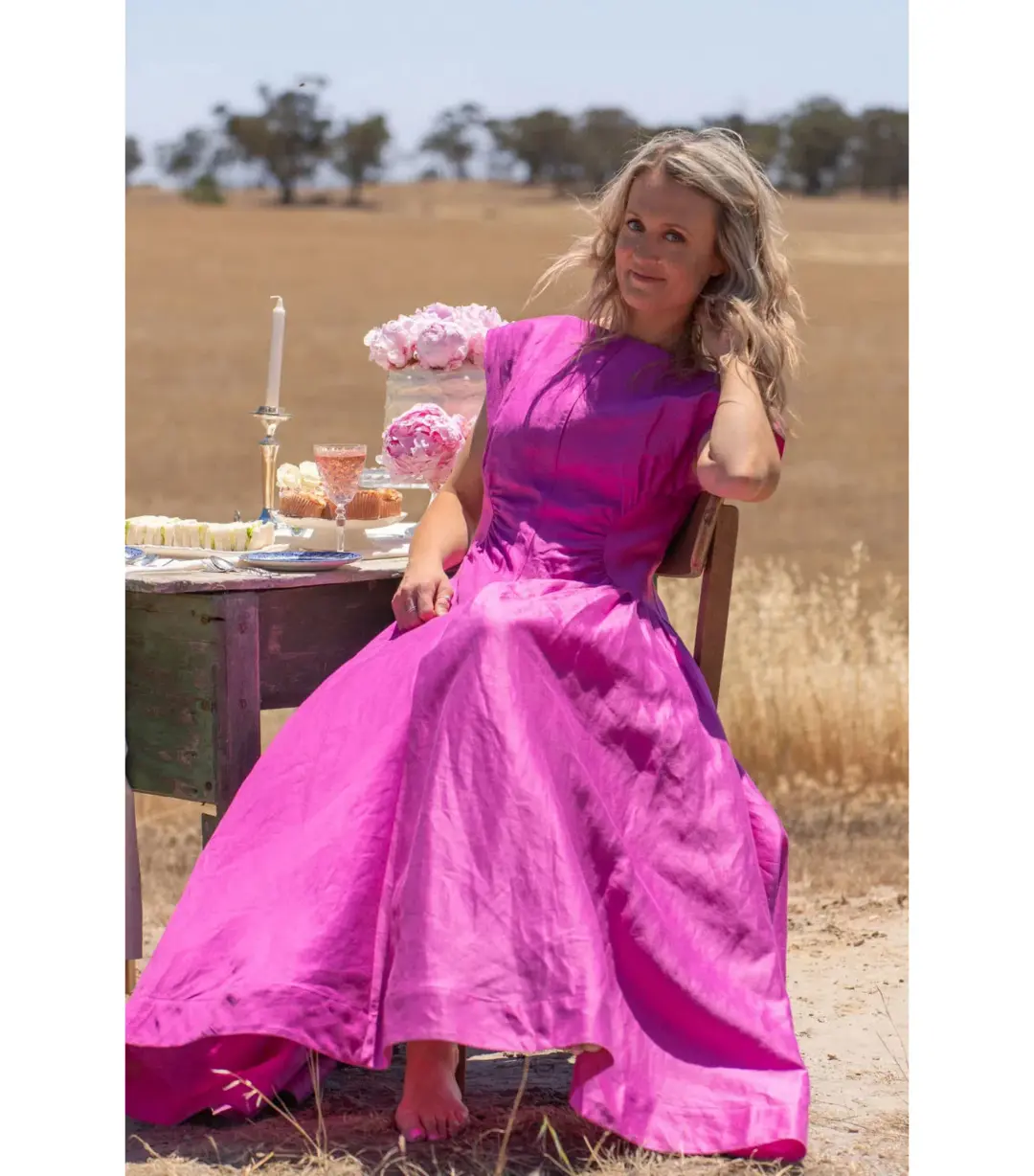 Acler Emery Midi Dress Magenta Size AU 10  for rent on The Volte - main image