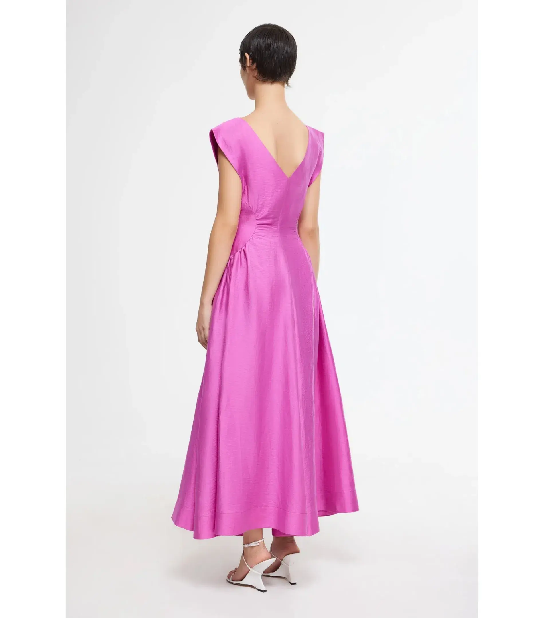 Acler Emery Midi Dress Magenta Size AU 10  - Image 3