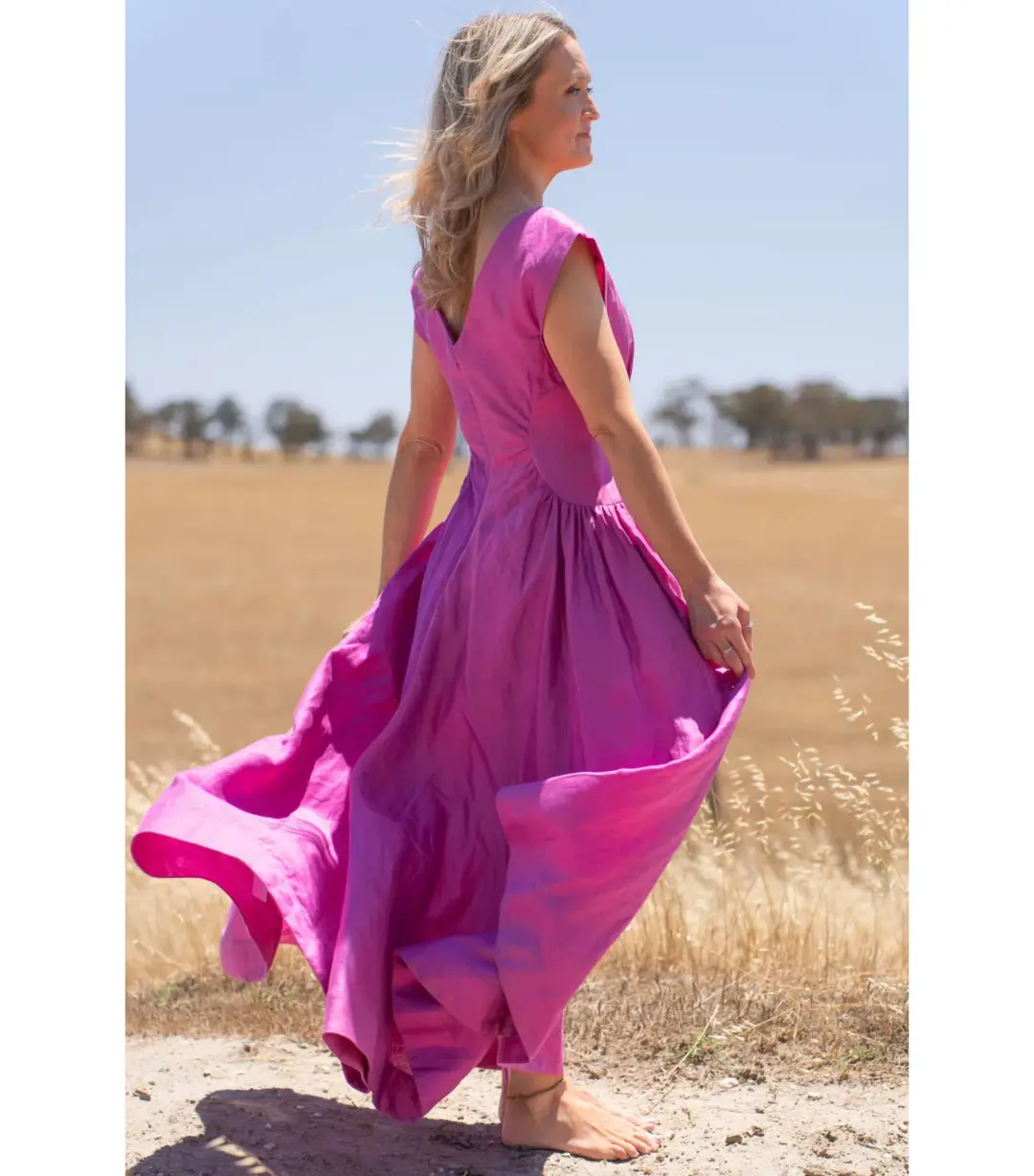Acler Emery Midi Dress Magenta Size AU 10  for rent on The Volte - main image