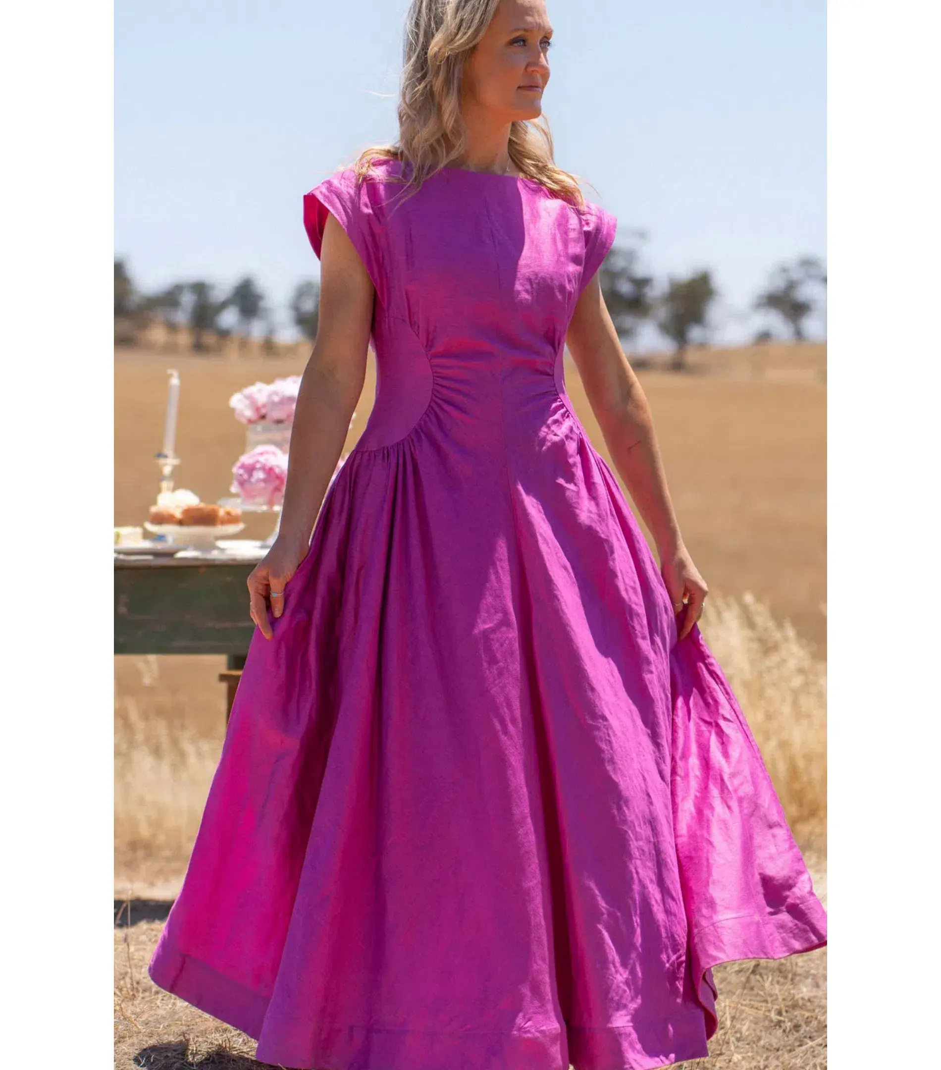 Acler Emery Midi Dress Magenta Size AU 10  - Image 1