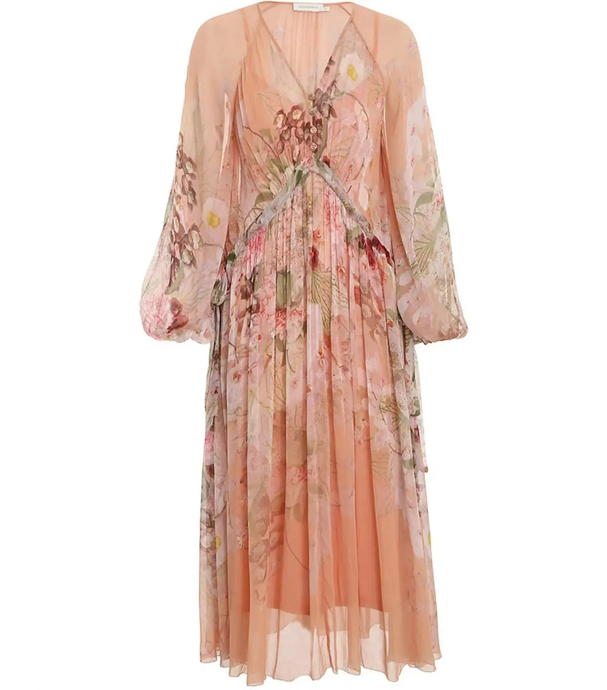 Zimmermann Dancer Drawn Midi Dress Blush Garden Floral Size 3 / AU 14 - Image 3