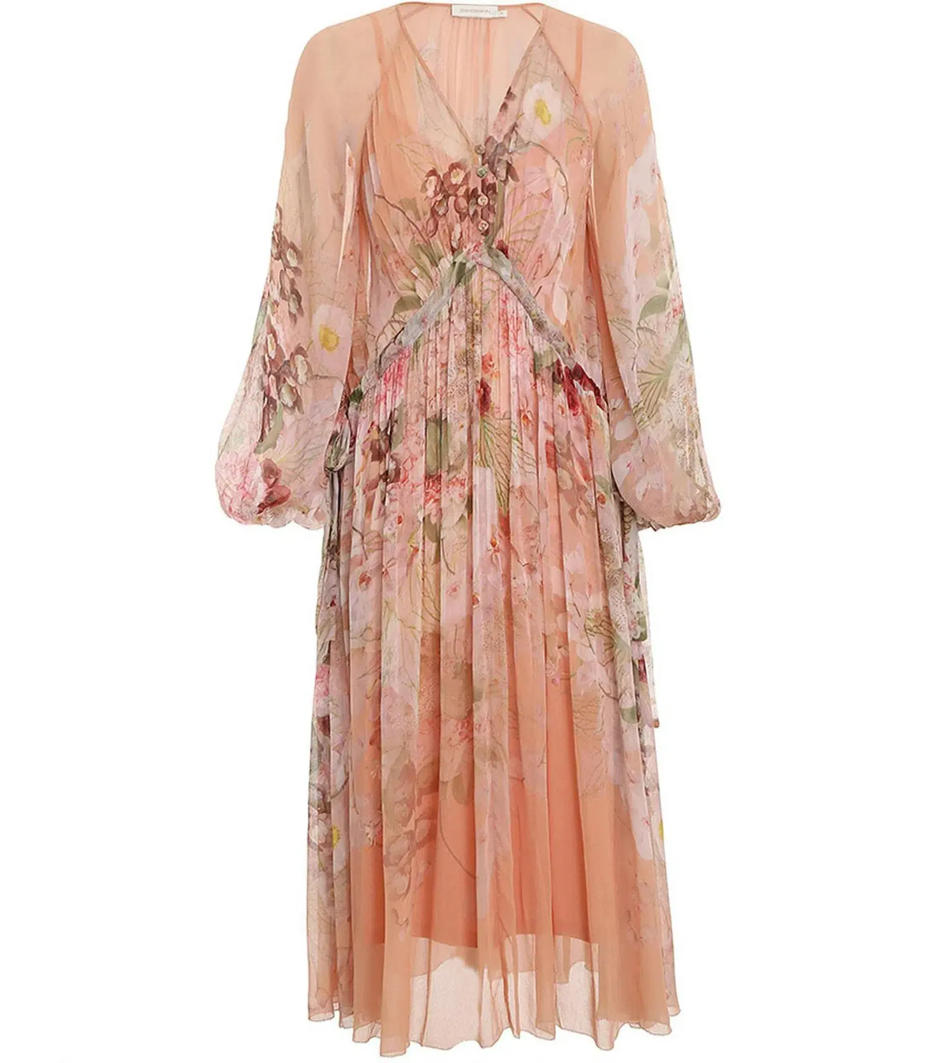 Zimmermann Dancer Drawn Midi Dress Blush Garden Floral Size 3 / AU 14 - Image 3