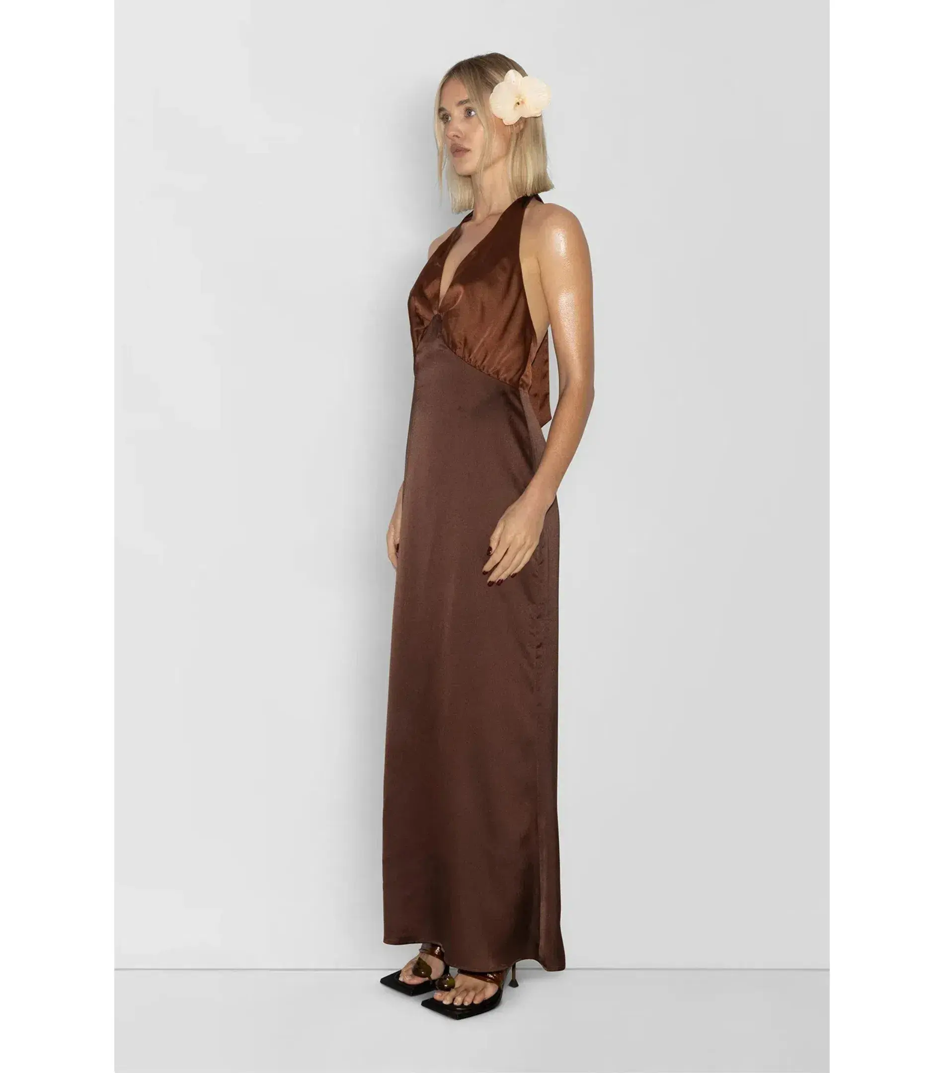 The Wolf Gang Oahu Slip Maxi Dress Chocolate Brown Size XS / AU 6  - Image 2