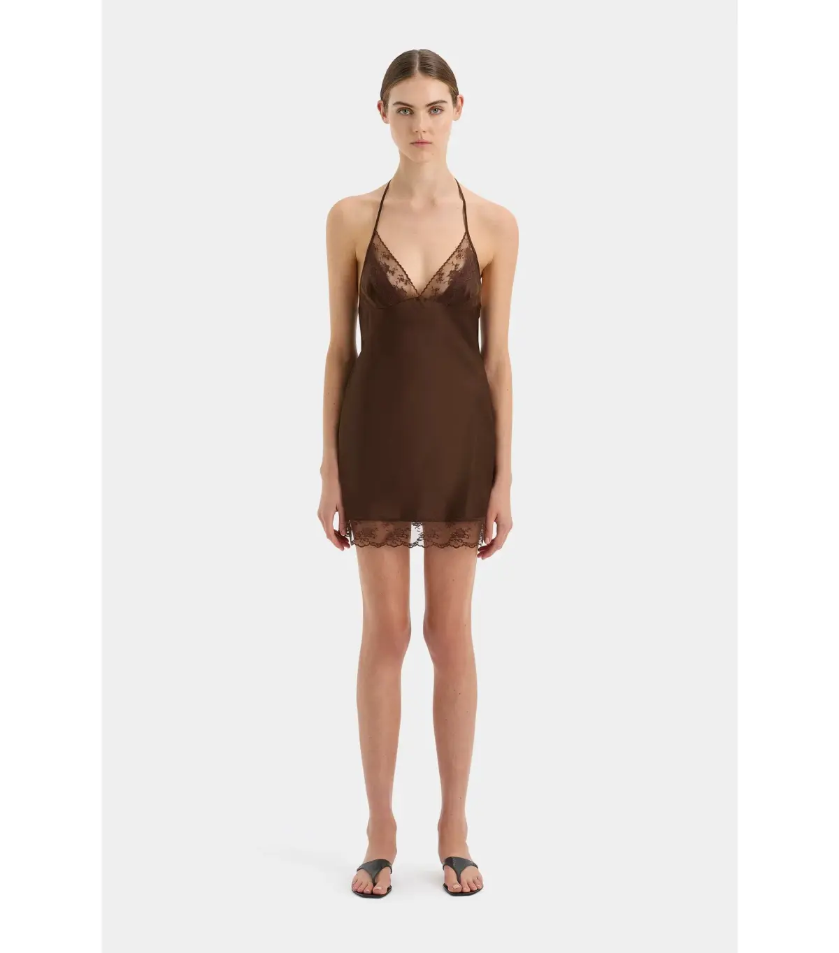 Sir The Label Aries Halter Mini Dress Chocolate Brown Size 0 / AU 6 - Image 1