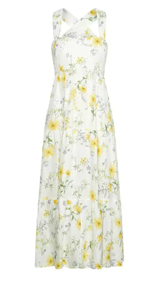 Kivari Adaline Wide Strap Linen Midi Dress Floral Size 10 - Image 4
