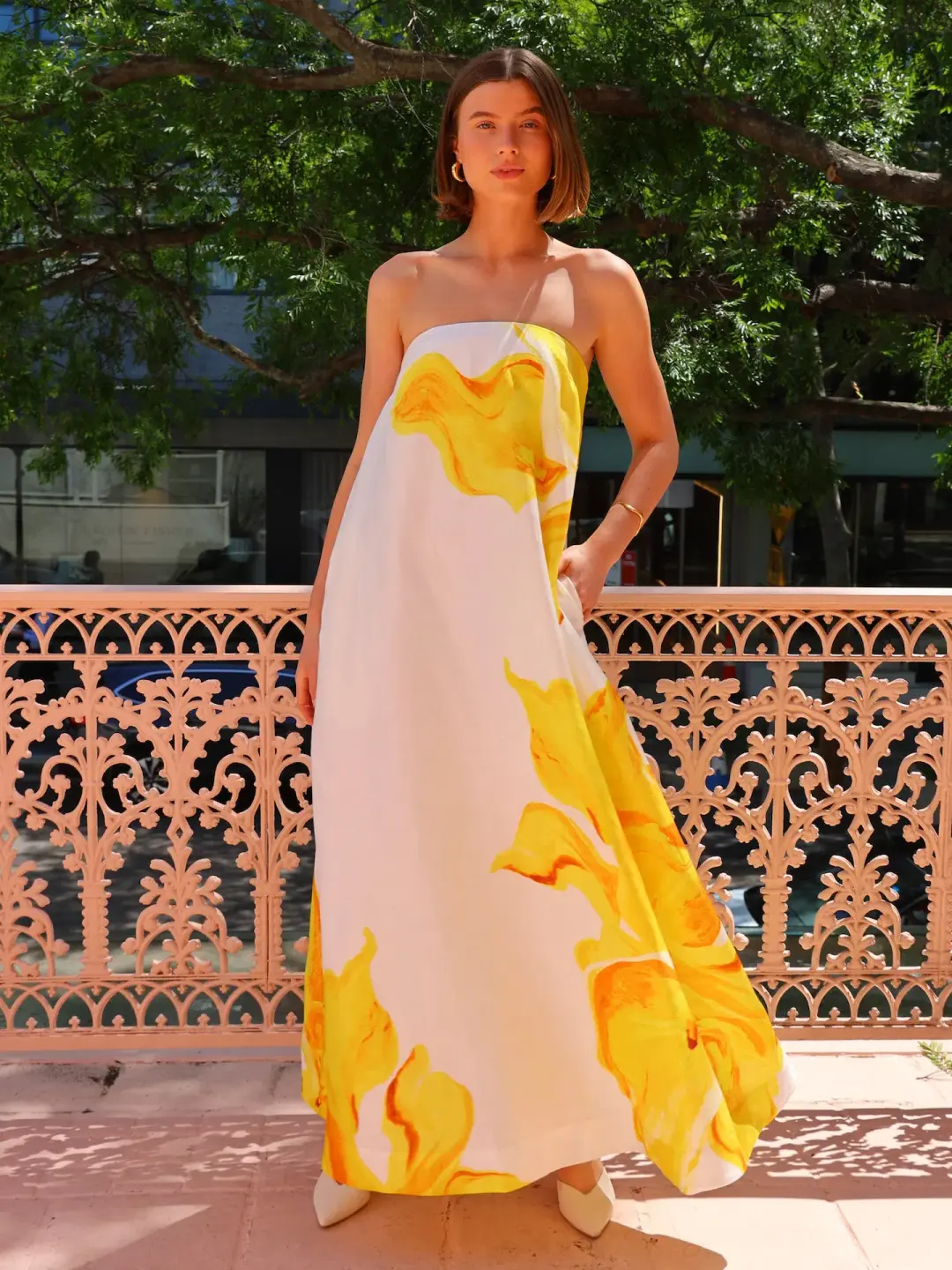 Acler Hopton Dress in Ivory Calla Lily Size 10 for rent on The Volte - main image