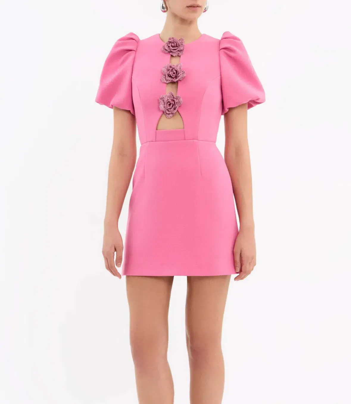 Rebecca Vallance Aubree Flower Mini Dress Pink Size 12 - Image 6