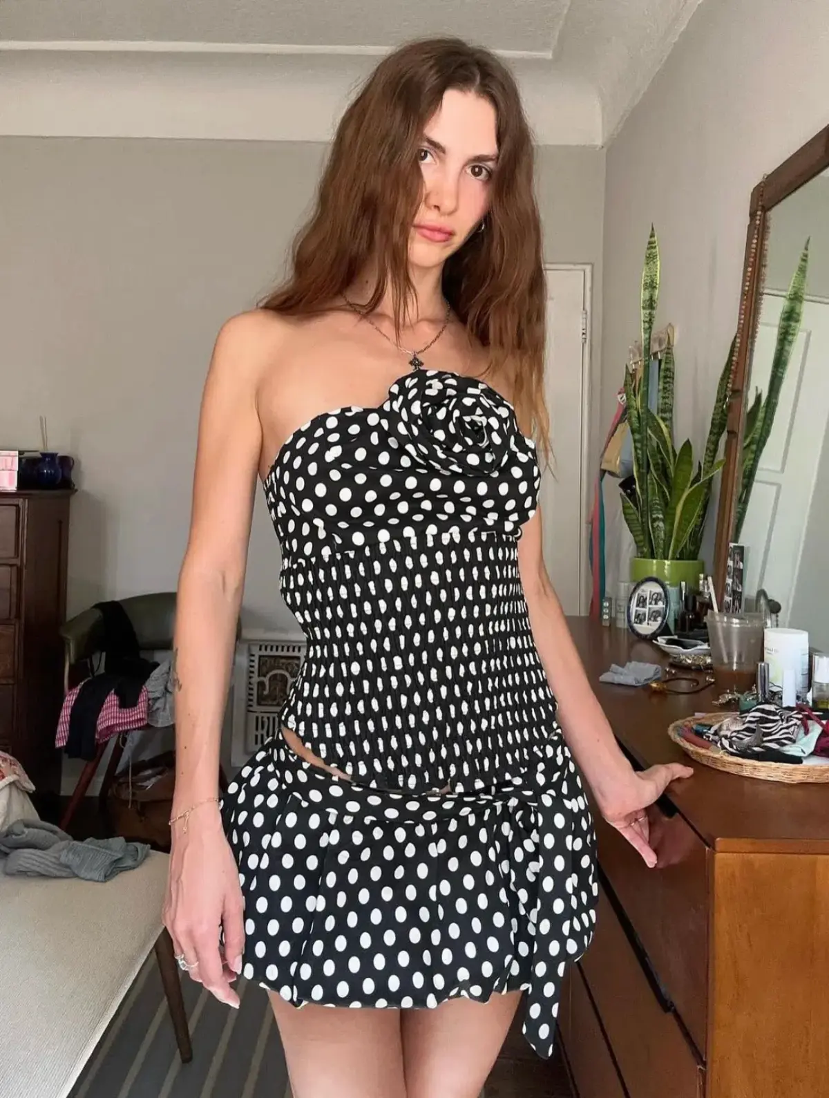 Blondita Gwen Top and Bubble Mini Skirt Set Polka Dot Size 10 - Image 6