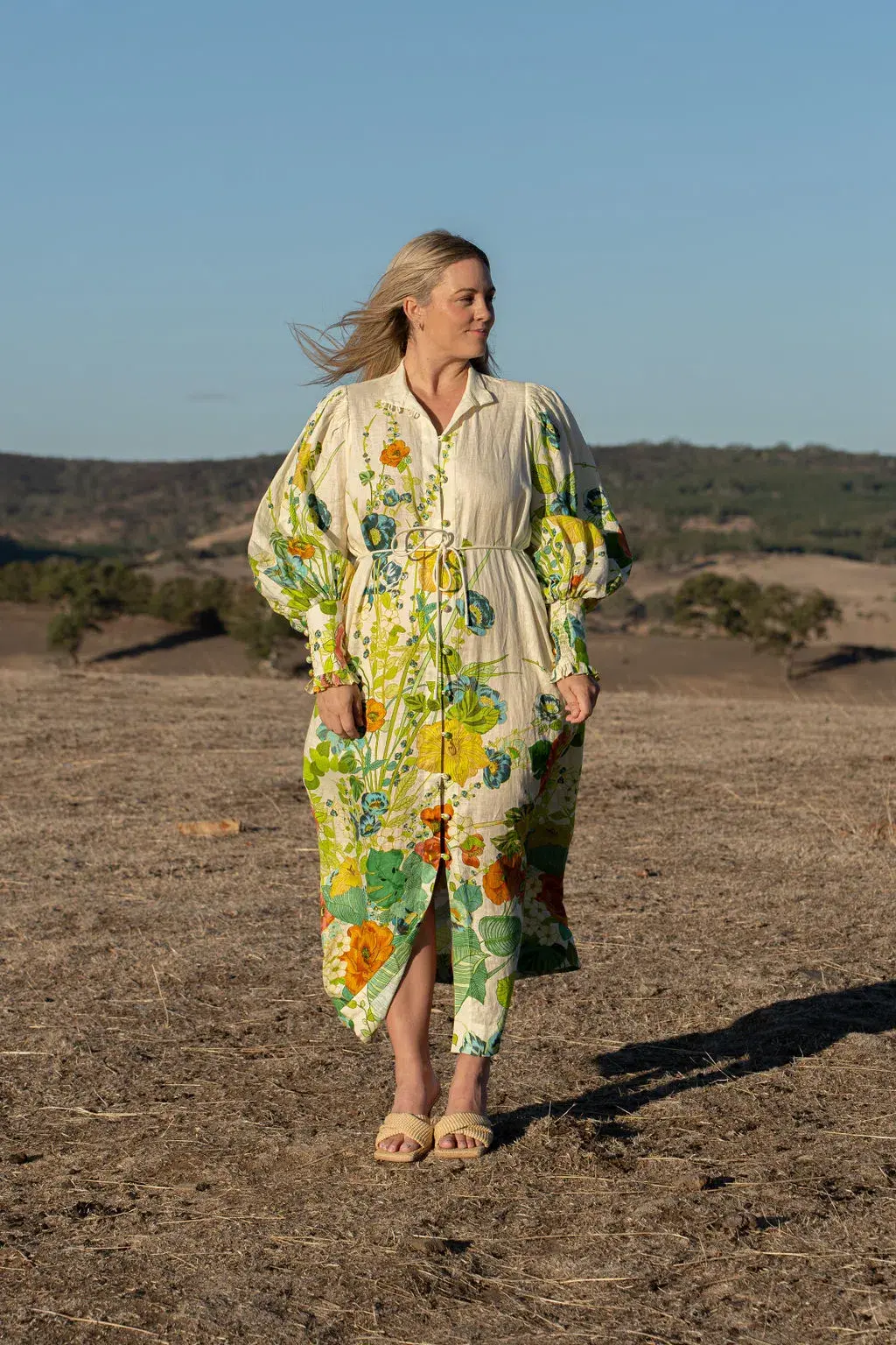 Alemais Constance Puff Sleeve Button Maxi Shirt Dress Size 14  - Image 1