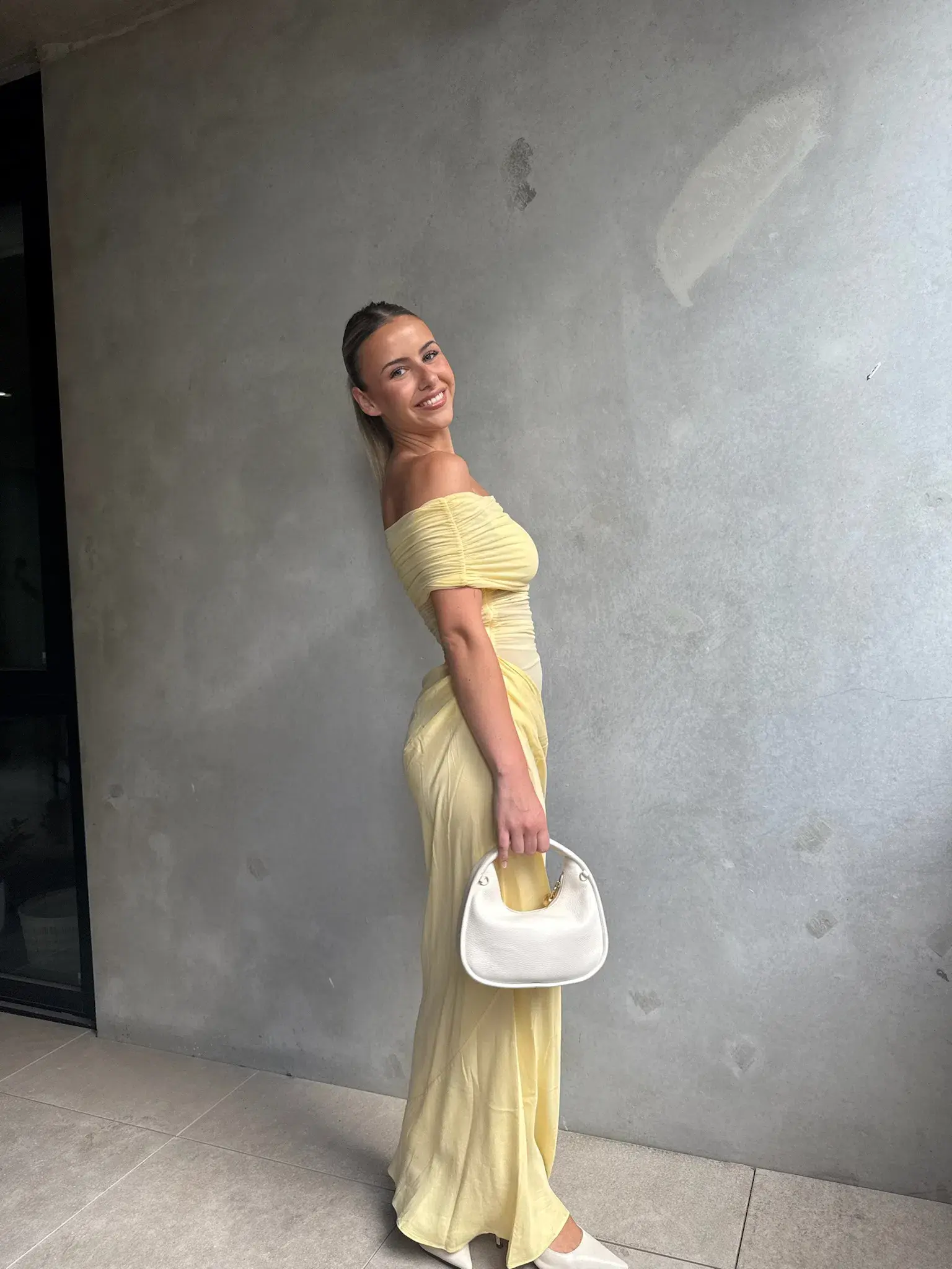 Benni Nico Off Shoulder Maxi Dress Butter Size 8 - Image 3
