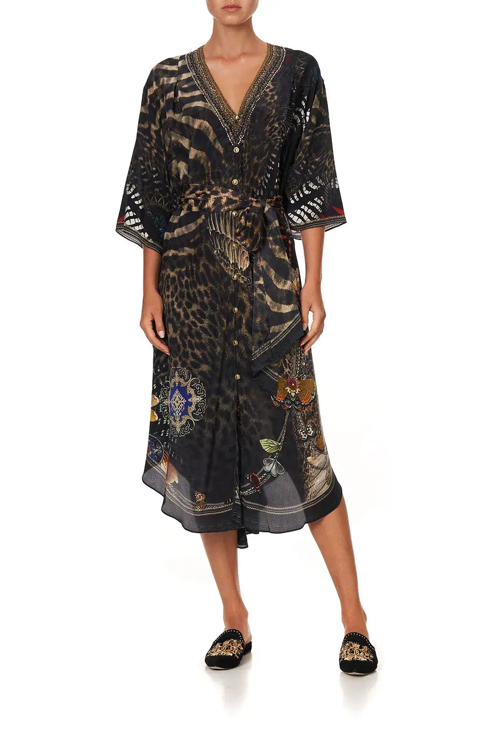 Camilla Treasure Chaser Loose Button Through Silk Dress Print Size 16 - Image 1