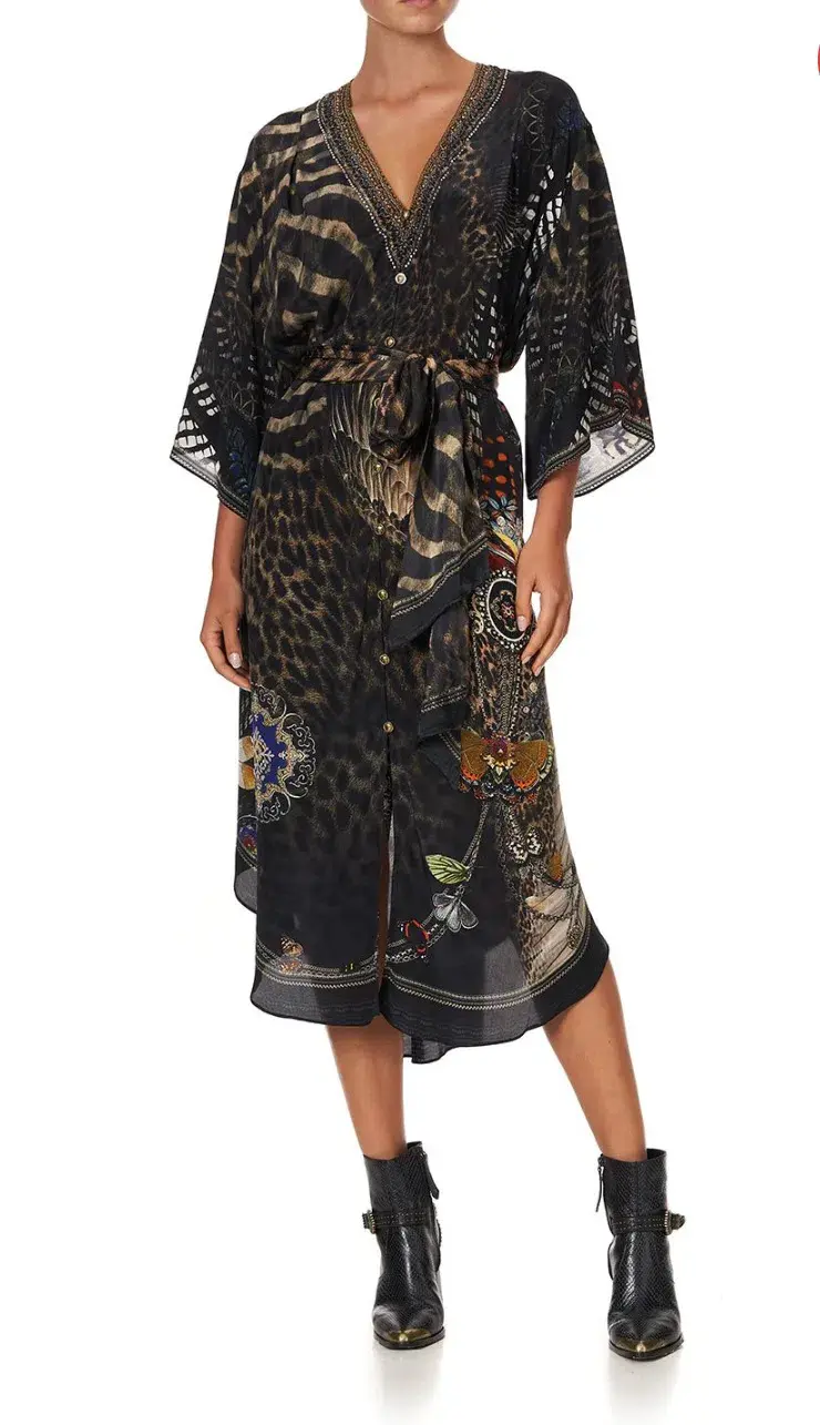 Camilla Treasure Chaser Loose Button Through Silk Dress Print Size 16 - Image 5