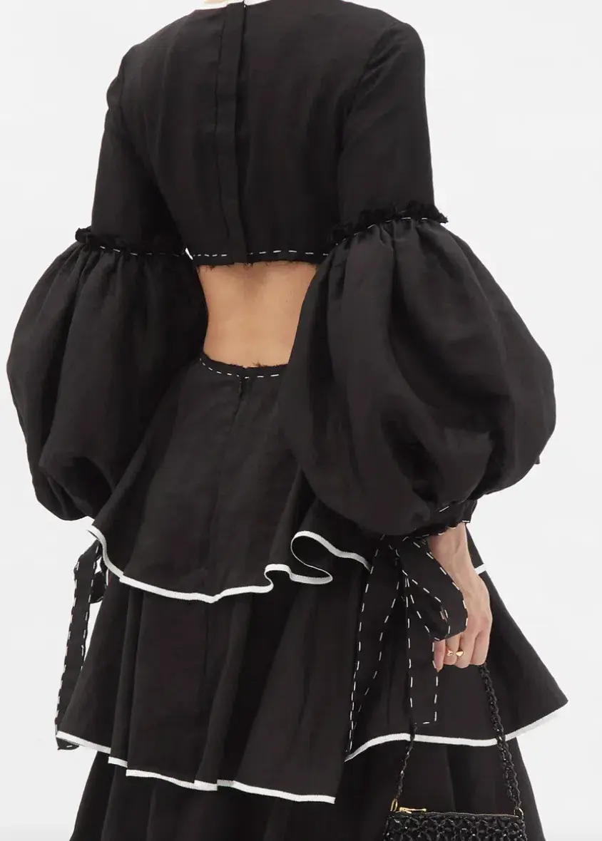 Aje Gracious Cutout Midi Dress Black/Ivory Size 6 - Image 3