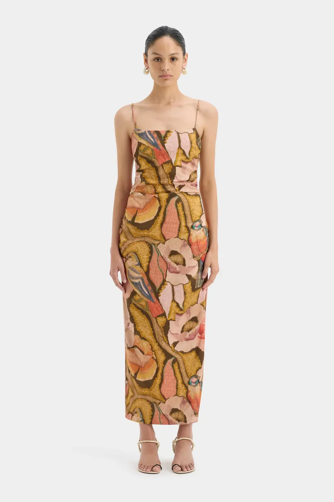 Sir the Label Talulah Column Midi Dress Sanderling Floral Size 0P / AU 6 Petite for rent on The Volte - main image