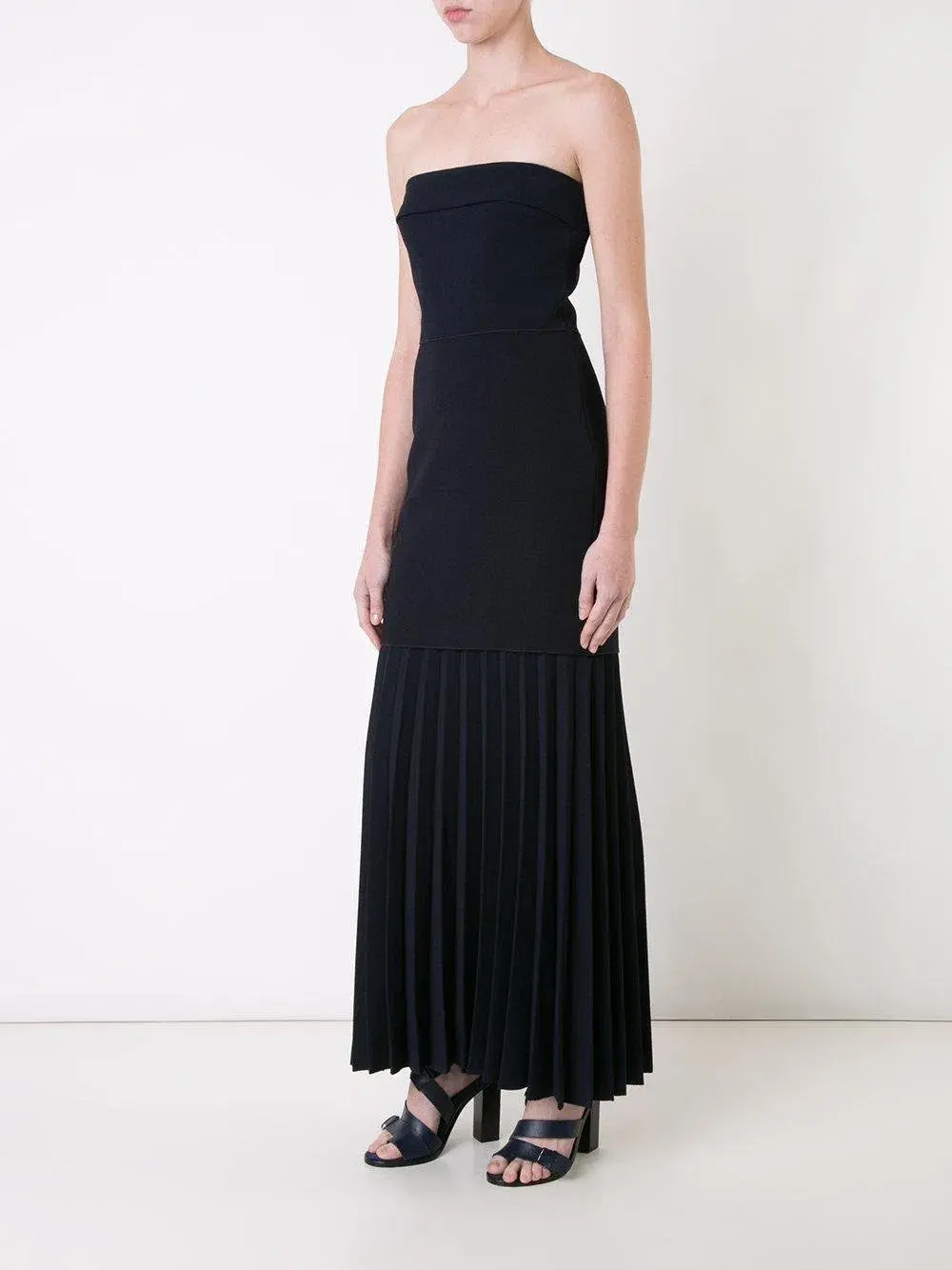 Dion Lee Linear Pleat Crepe Strapless Dress Black Size XS / AU 6 - Image 1