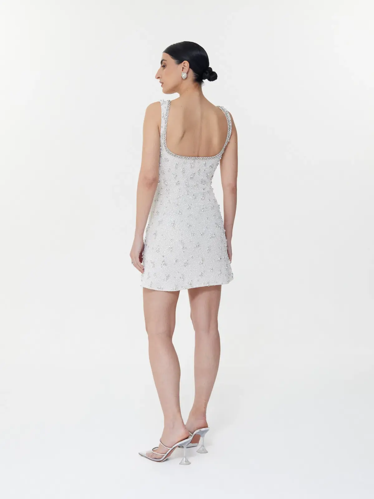 Clio Peppiatt Bridal Crystal Mini Dress Ivory Size AU 8 - Image 2