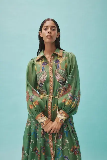 ALEMAIS Birdie Shirtdress in Jade Size 10 AU for rent on The Volte - main image
