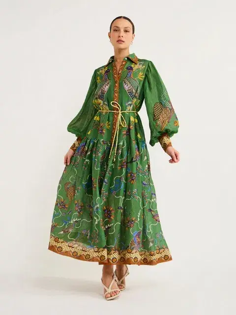 ALEMAIS Birdie Shirtdress in Jade Size 10 AU for rent on The Volte - main image