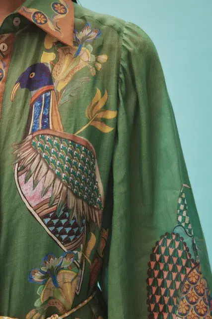 ALEMAIS Birdie Shirtdress in Jade Size 10 AU for rent on The Volte - main image