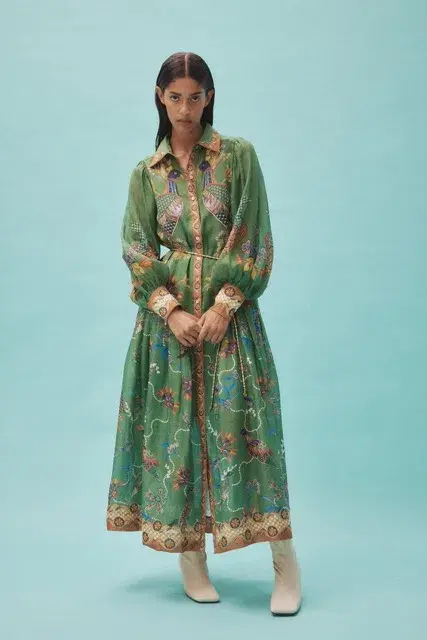 ALEMAIS Birdie Shirtdress in Jade Size 10 AU for rent on The Volte - main image