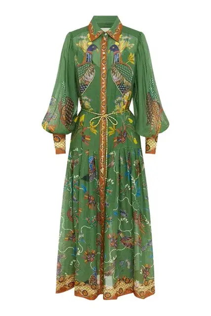 ALEMAIS Birdie Shirtdress in Jade Size 10 AU for rent on The Volte - main image