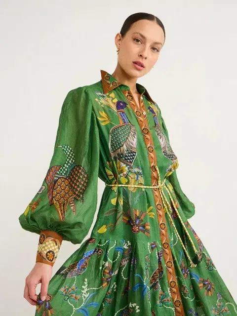 ALEMAIS Birdie Shirtdress in Jade Size 10 AU for rent on The Volte - main image