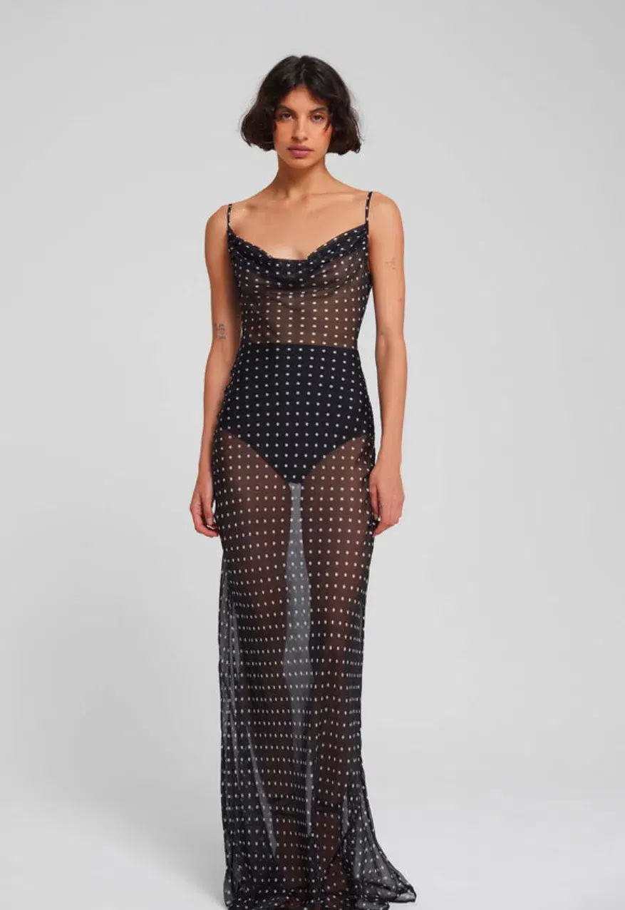 Rat & Boa Giselle Polka Dot Sheet Maxi  Dress Black Size Xxs / Size 6  - Image 2