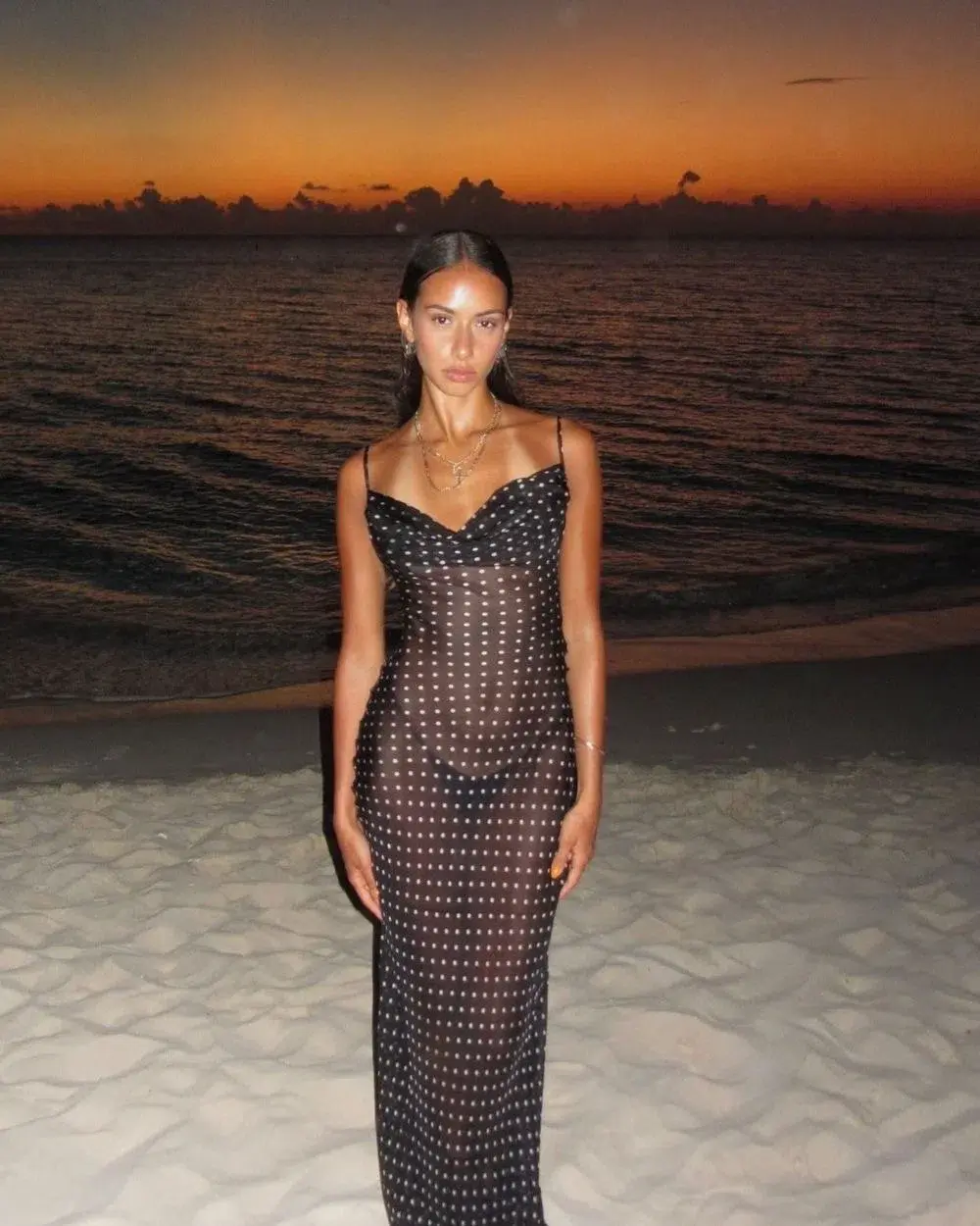 Rat & Boa Giselle Polka Dot Sheet Maxi  Dress Black Size Xxs / Size 6  - Image 3
