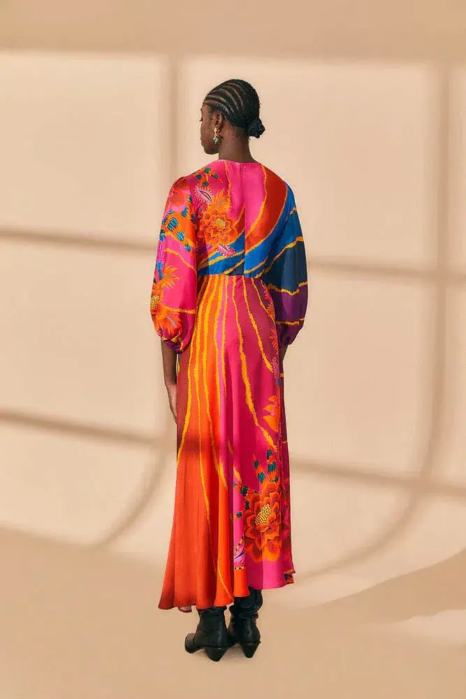 Farm Rio Vintage Wave Circle Cut-Out Midi Dress Floral Size 10 for rent on The Volte - main image