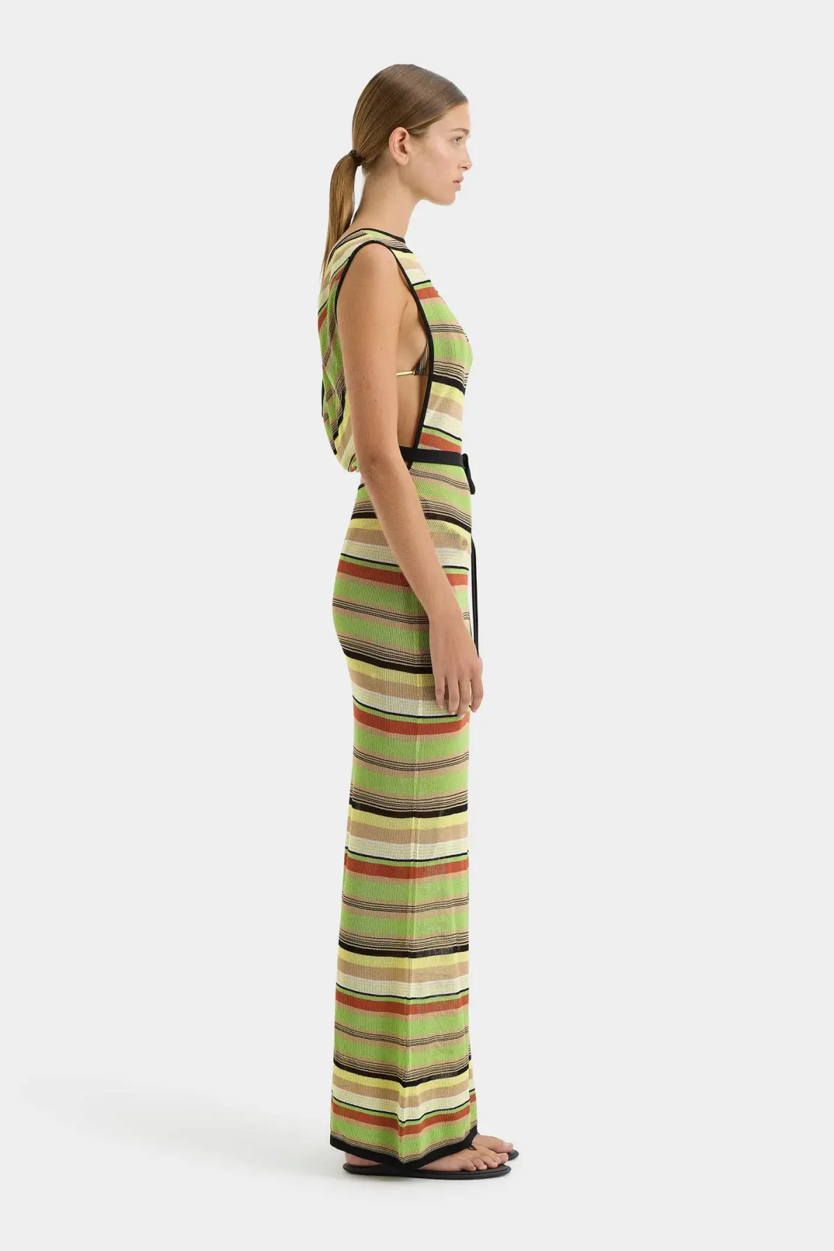 Sir the Label Coastline Tie Dress in Palm Stripe AU 10 - Image 2