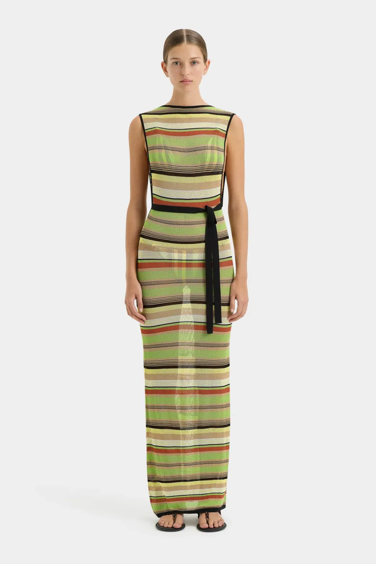 Sir the Label Coastline Tie Dress in Palm Stripe AU 10 - Image 1