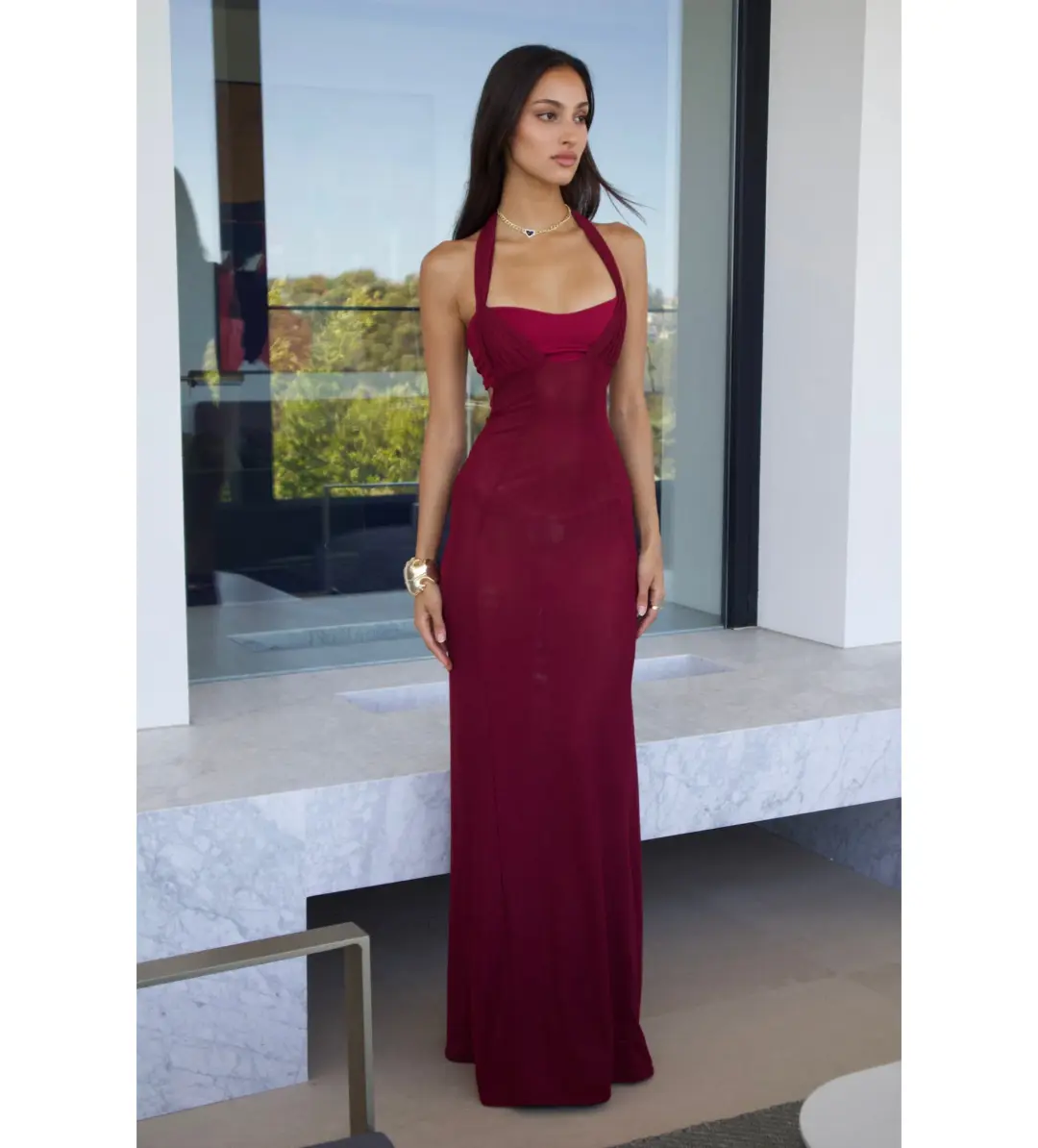 Deconduarte Gemona Gown Burgundy Size 6  for rent on The Volte - main image